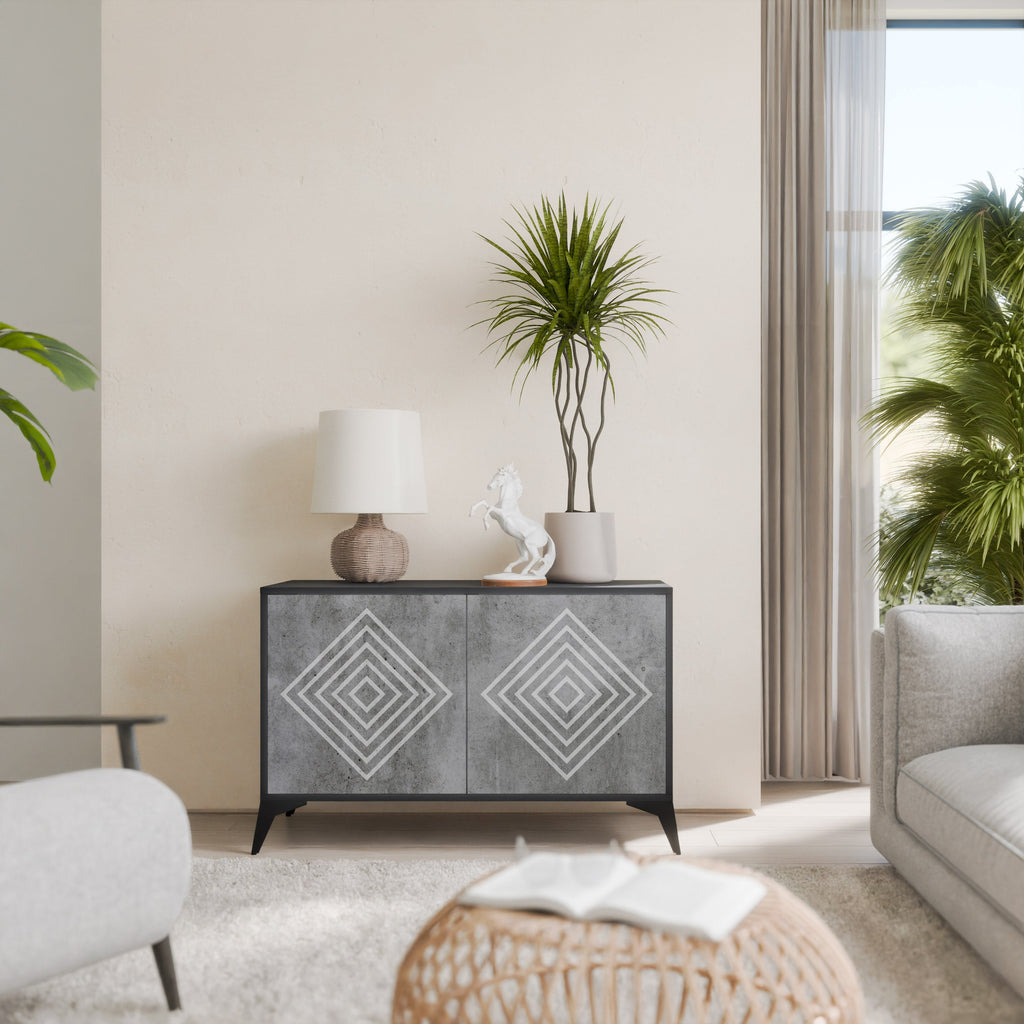 Buffet 2 portes POLYGONAL ARTISTRY en finition noire