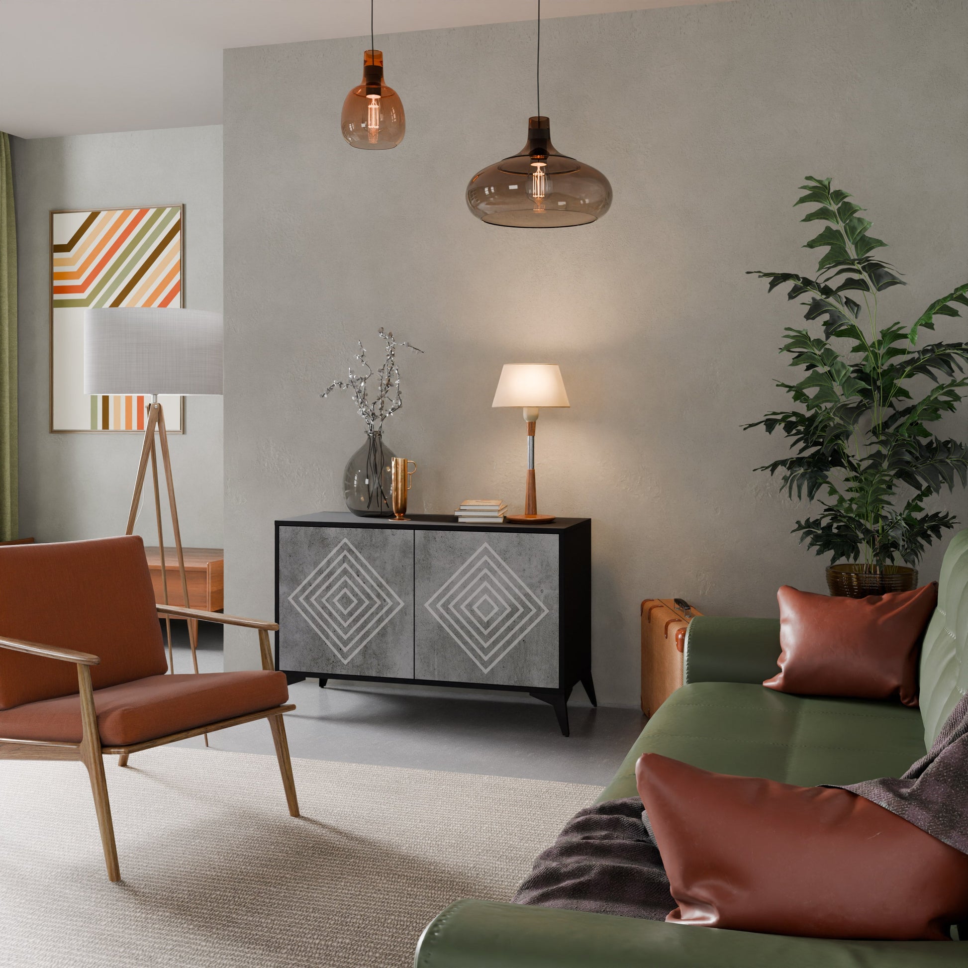 Buffet 2 portes POLYGONAL ARTISTRY en finition noire