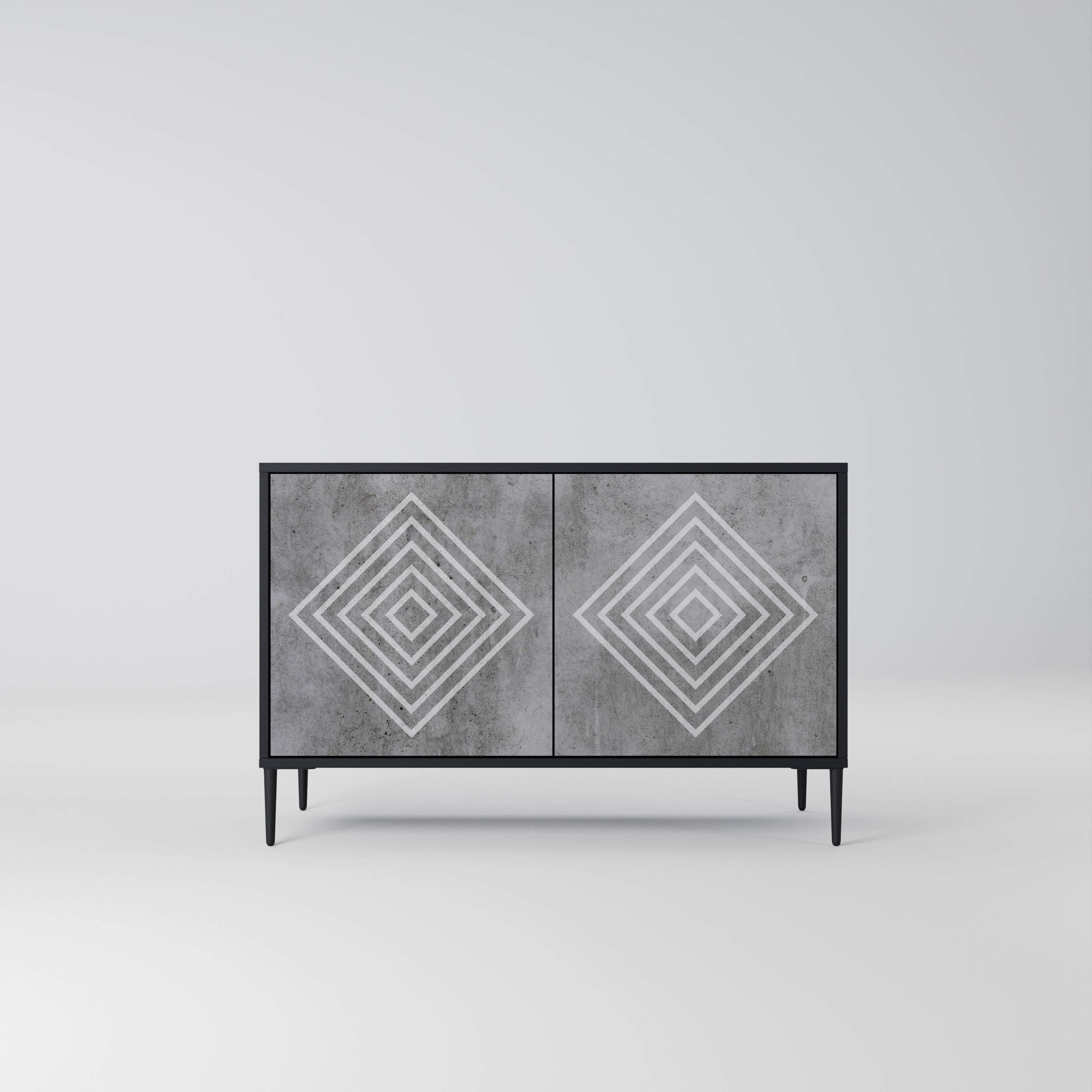 POLYGONAL ARTISTRY 2-Door Sideboard in Black Finish