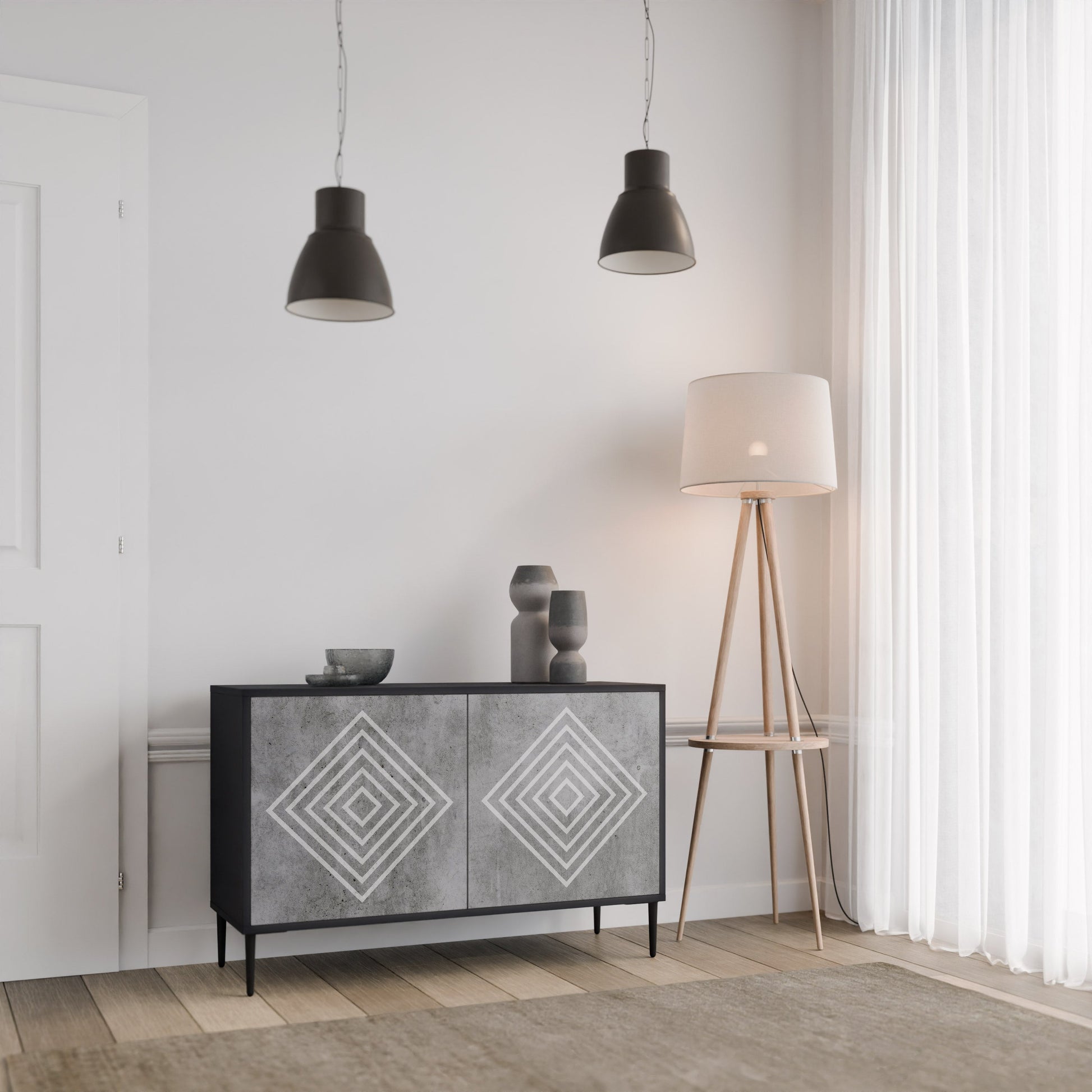 Buffet 2 portes POLYGONAL ARTISTRY en finition noire