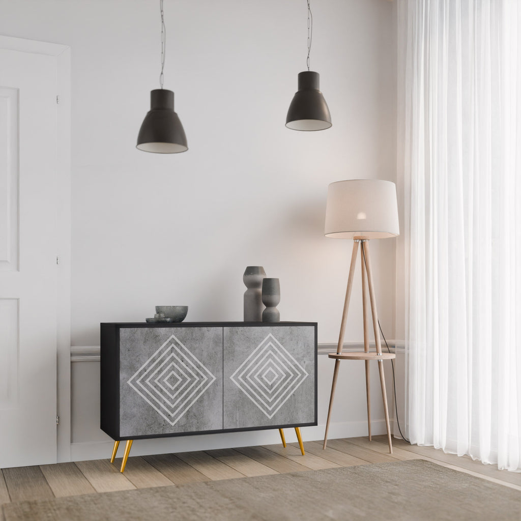 Buffet 2 portes POLYGONAL ARTISTRY en finition noire