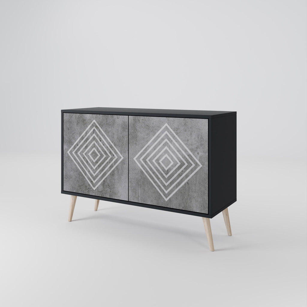 Buffet 2 portes POLYGONAL ARTISTRY en finition noire
