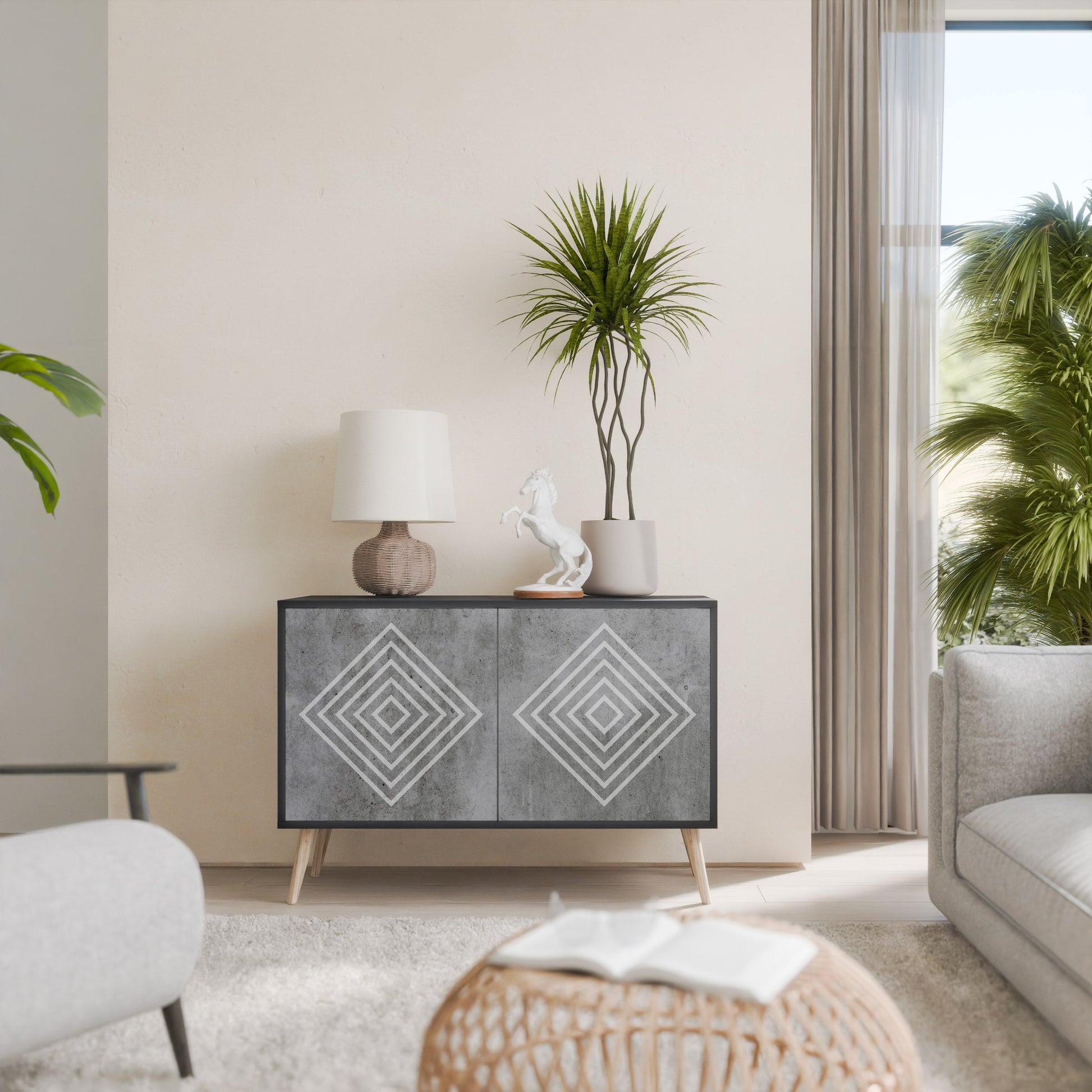 Buffet 2 portes POLYGONAL ARTISTRY en finition noire