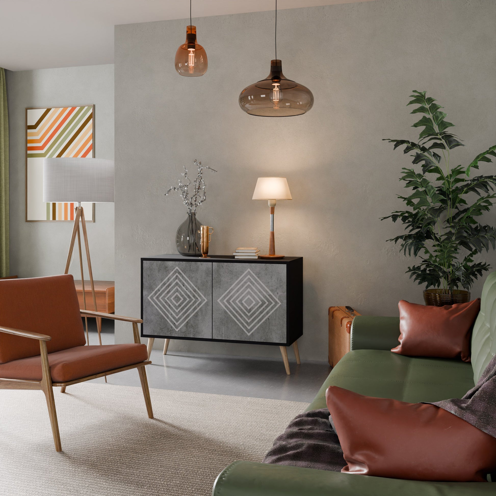 Buffet 2 portes POLYGONAL ARTISTRY en finition noire