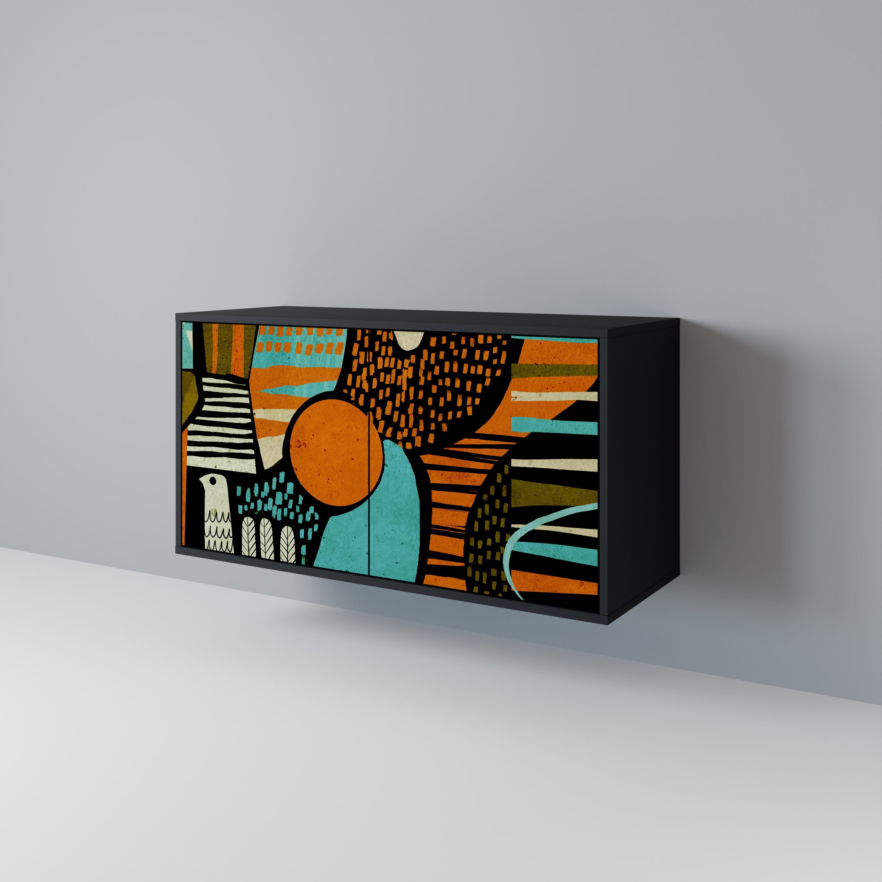 GEODE GLIMMER 2-Door Sideboard in Black Finish