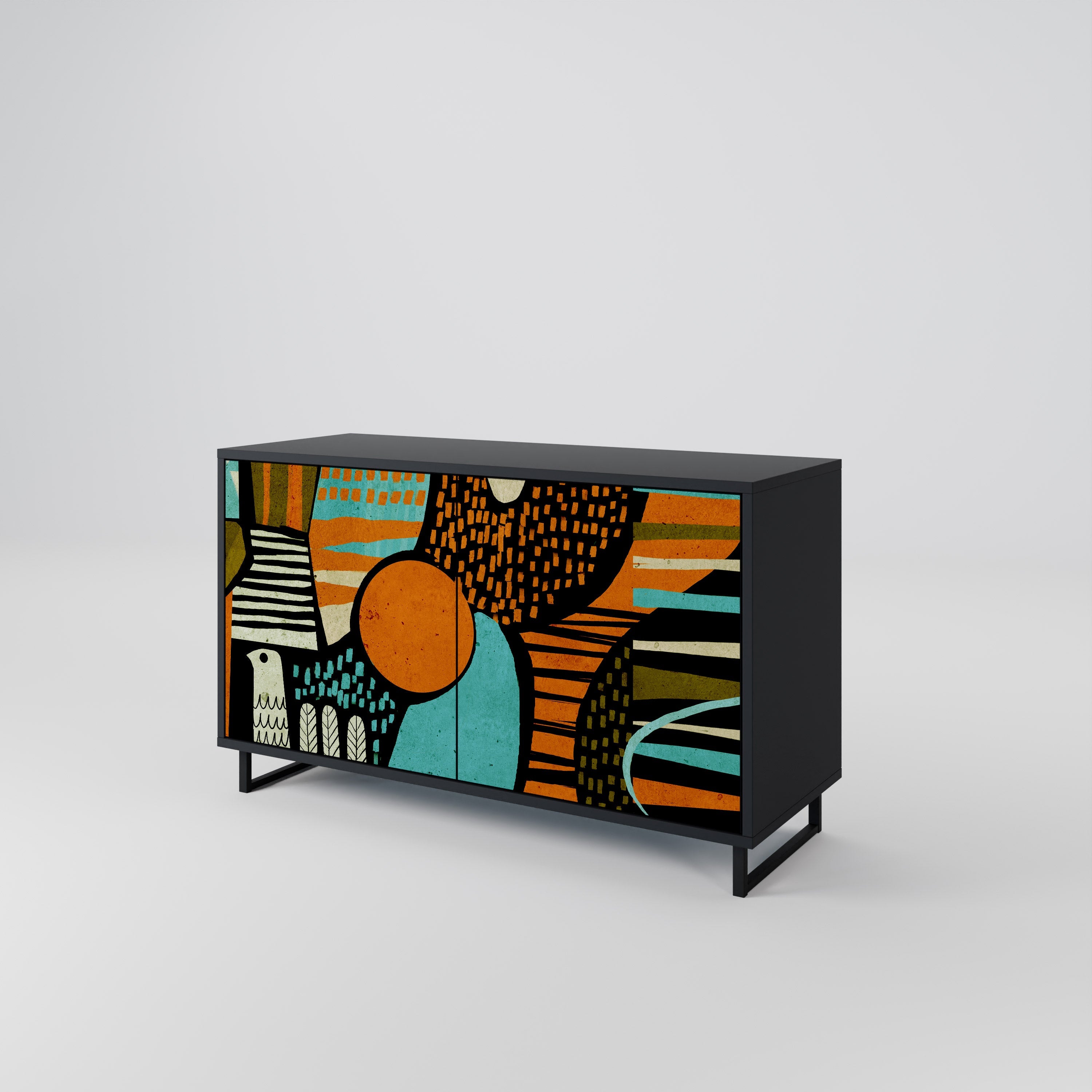 GEODE GLIMMER 2-Door Sideboard in Black Finish
