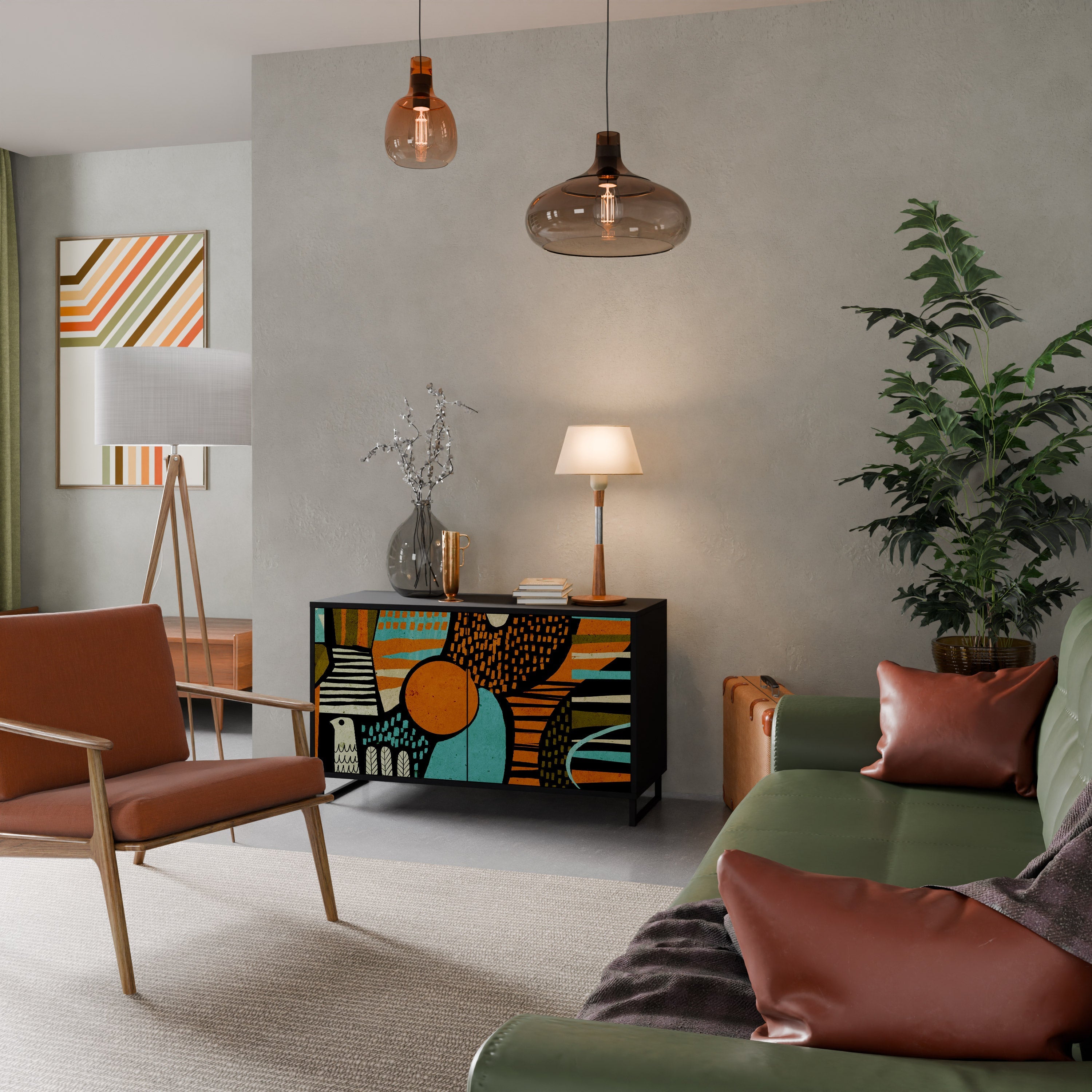 GEODE GLIMMER 2-Door Sideboard in Black Finish