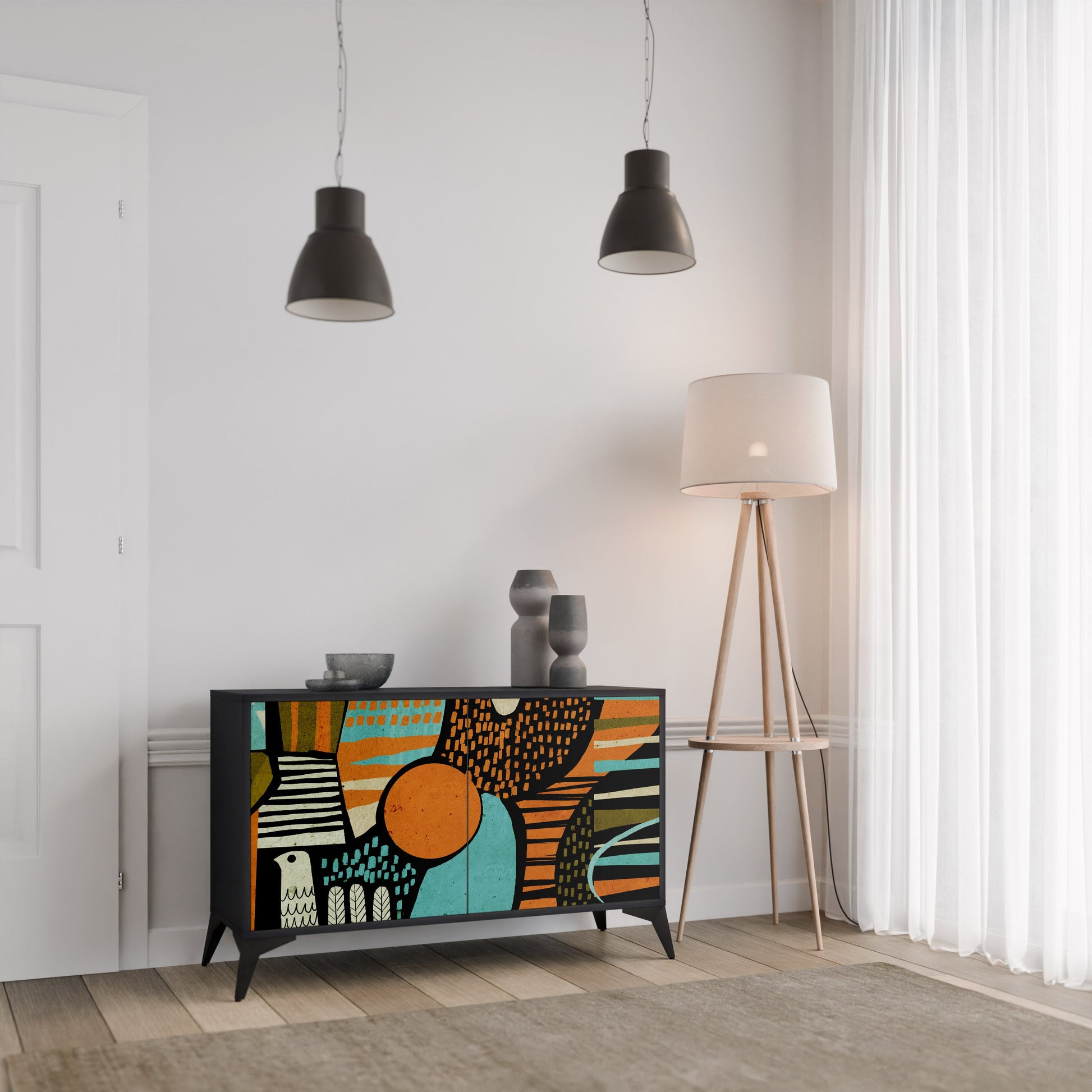 Buffet 2 portes GEODE GLIMMER finition noire