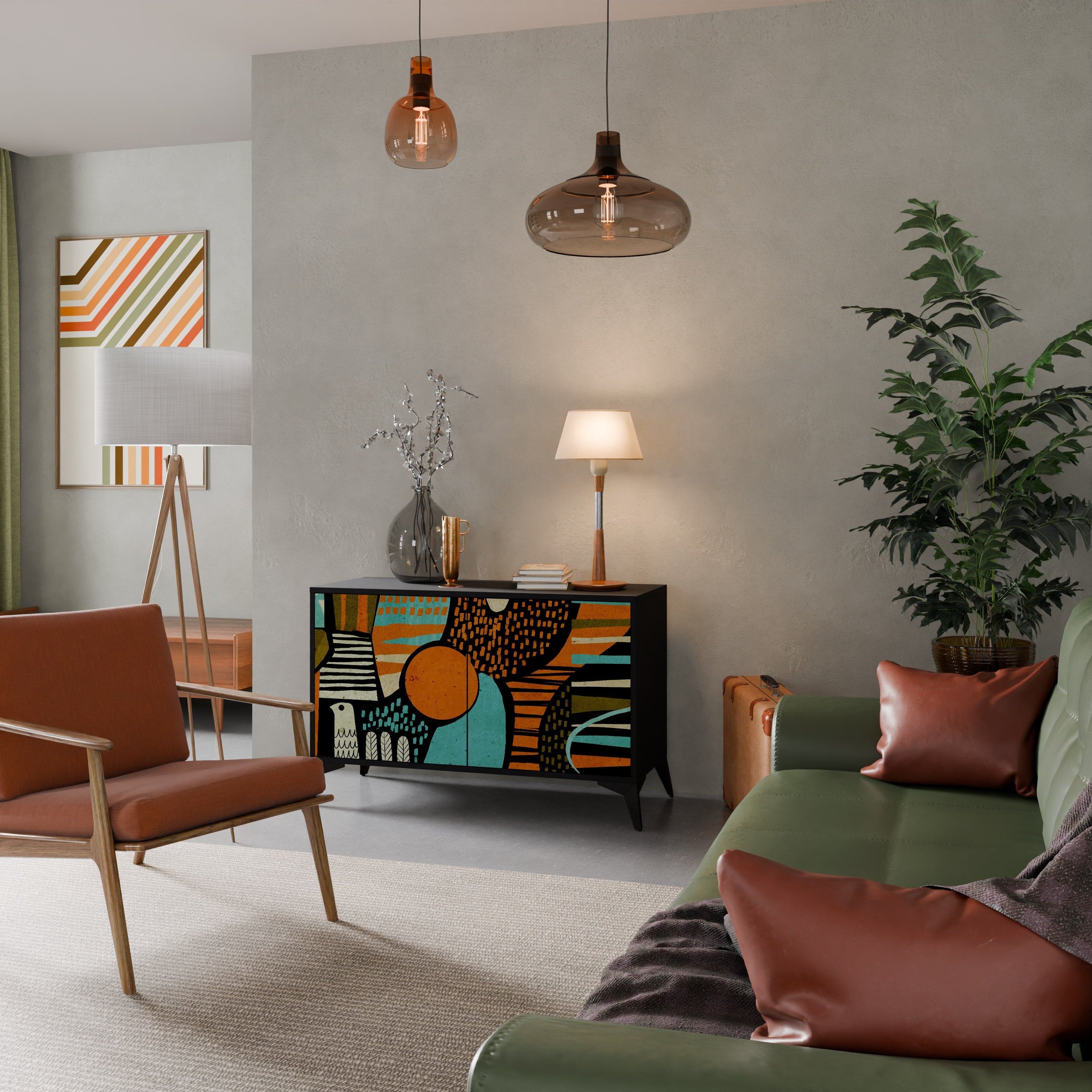 GEODE GLIMMER 2-Door Sideboard in Black Finish