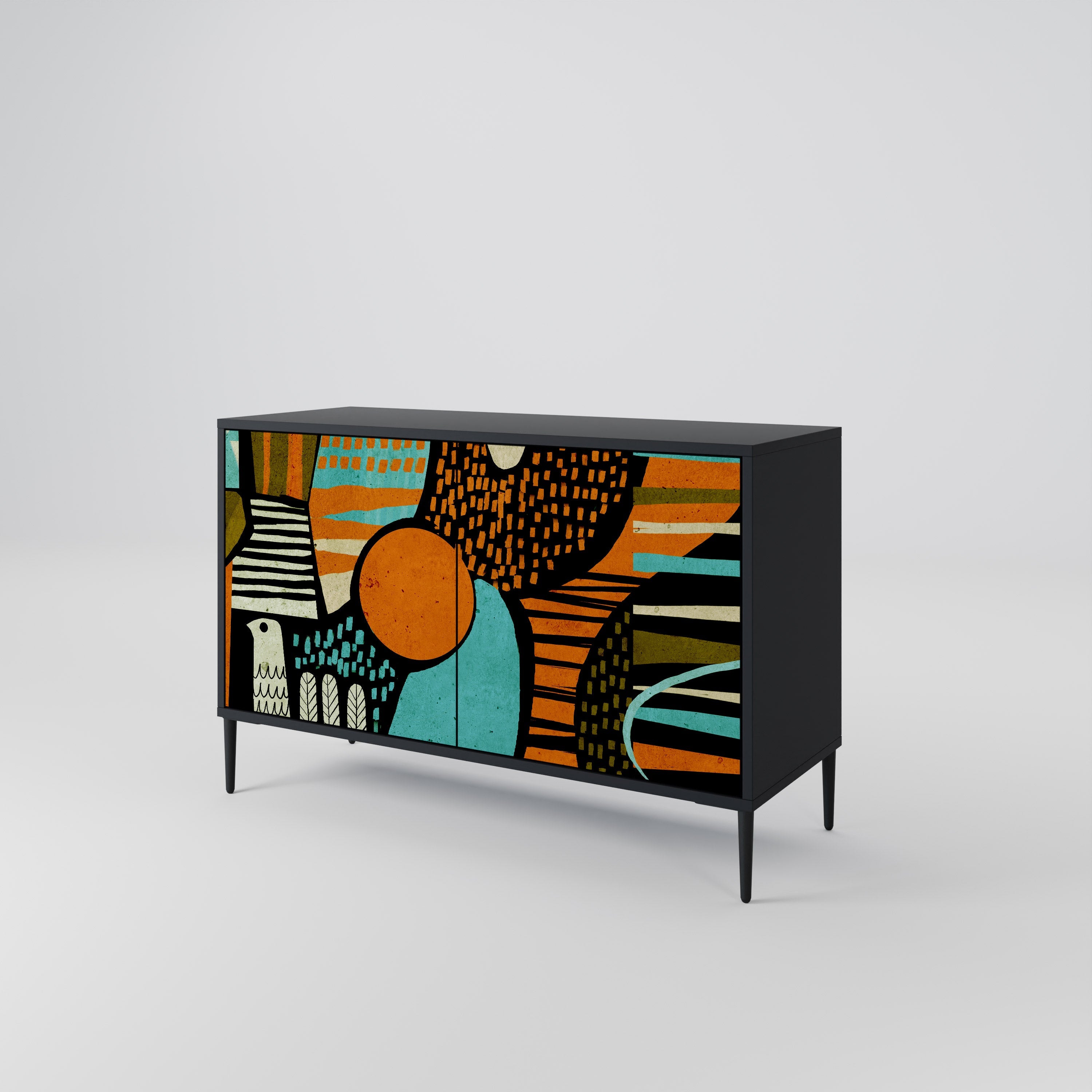 GEODE GLIMMER 2-Door Sideboard in Black Finish