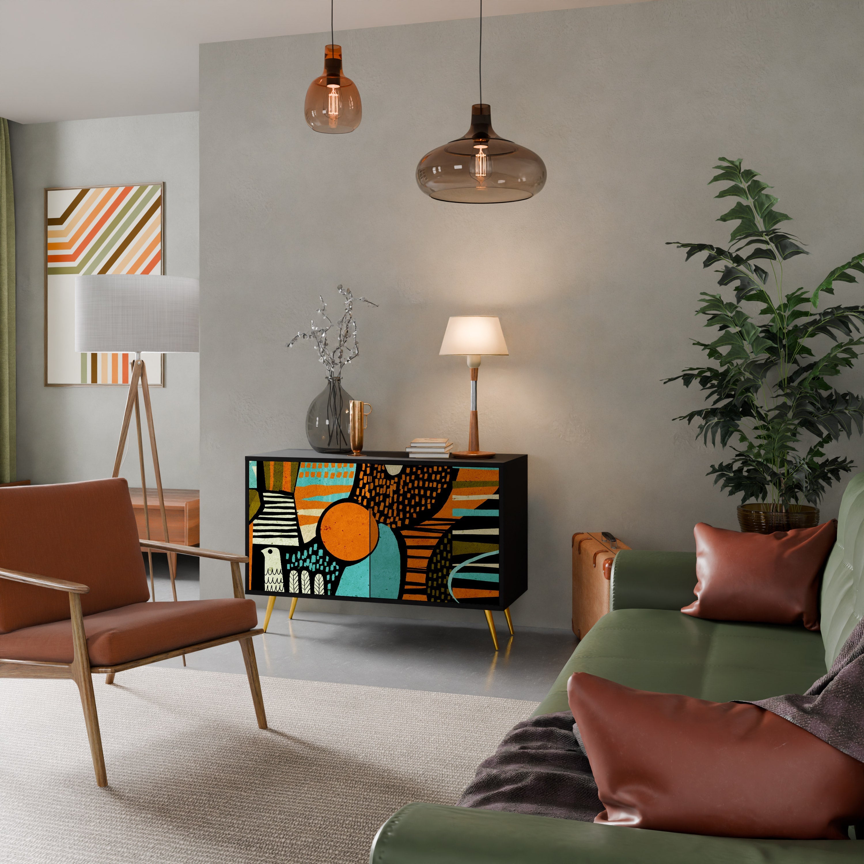 GEODE GLIMMER 2-Door Sideboard in Black Finish