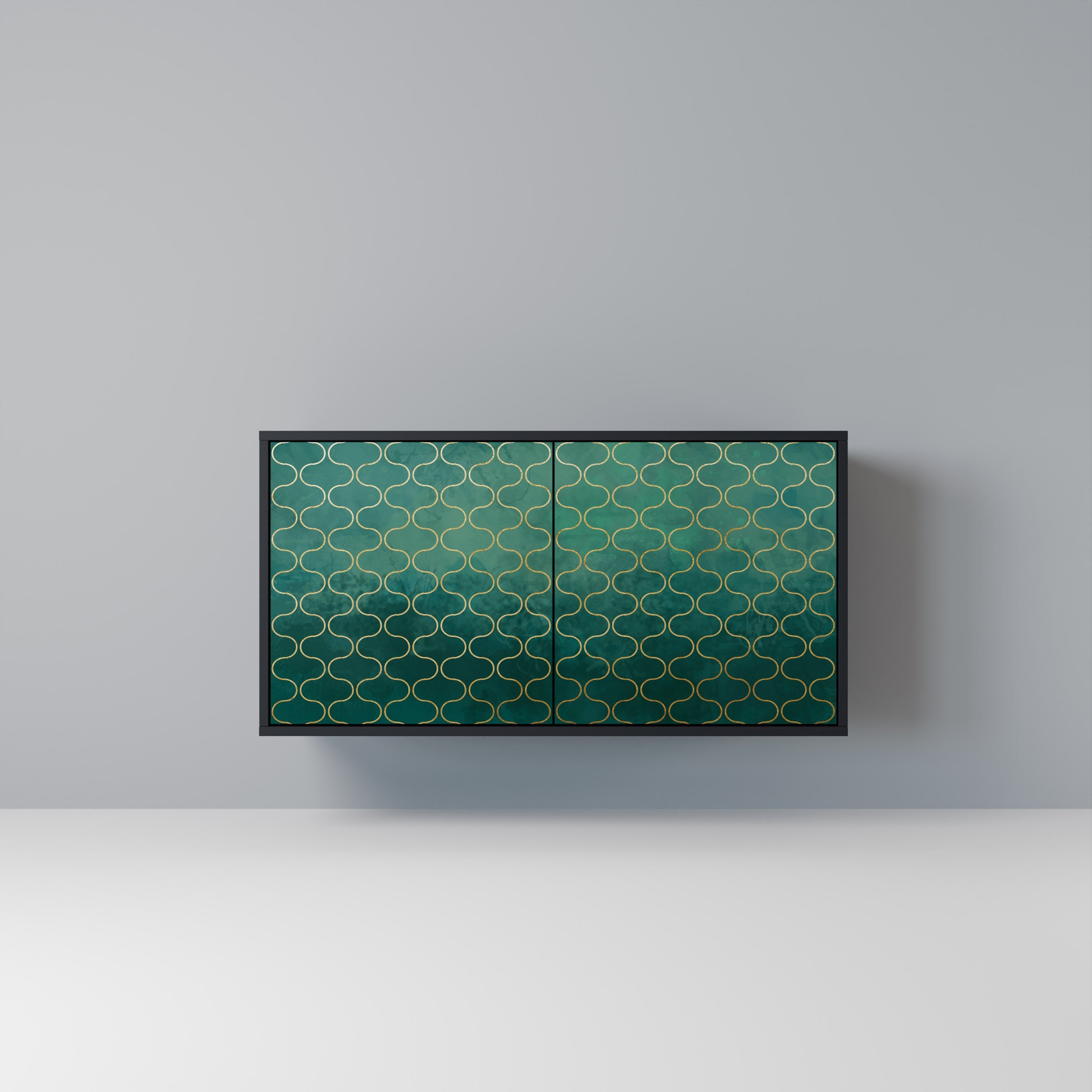 TESSELATED GREENERY 2-Door Sideboard in Black Finish