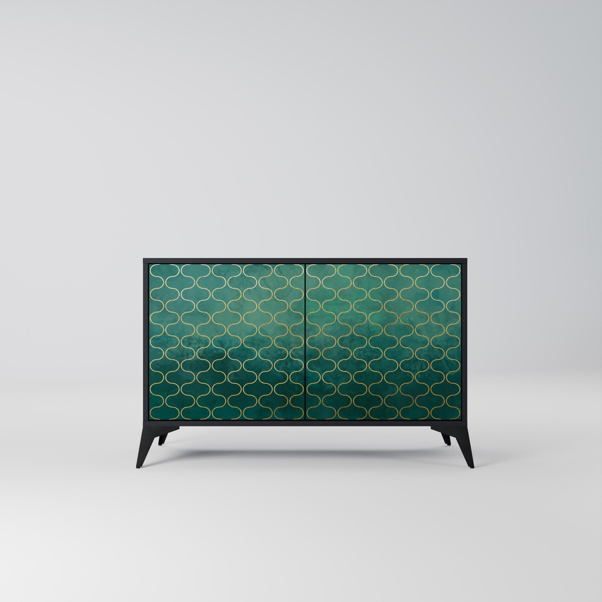 Buffet 2 portes TESSELATED GREENERY, finition noire