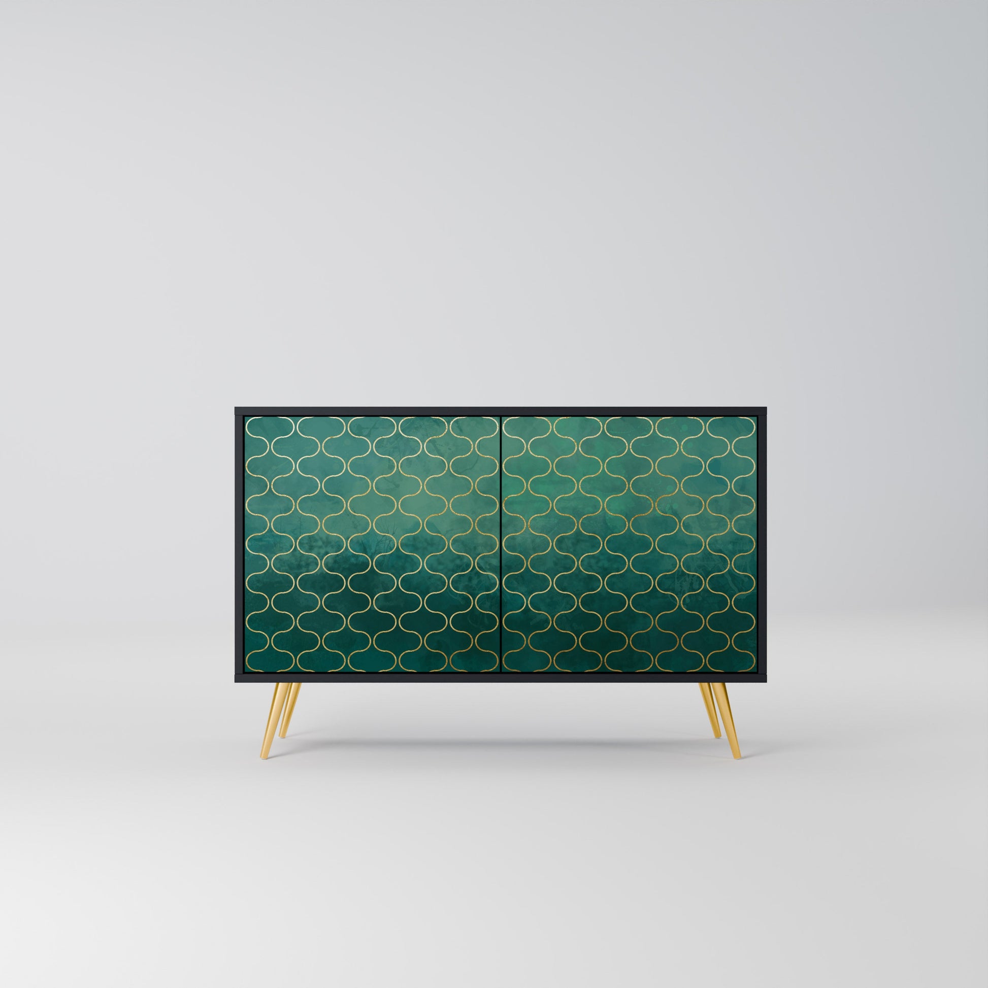 Buffet 2 portes TESSELATED GREENERY, finition noire