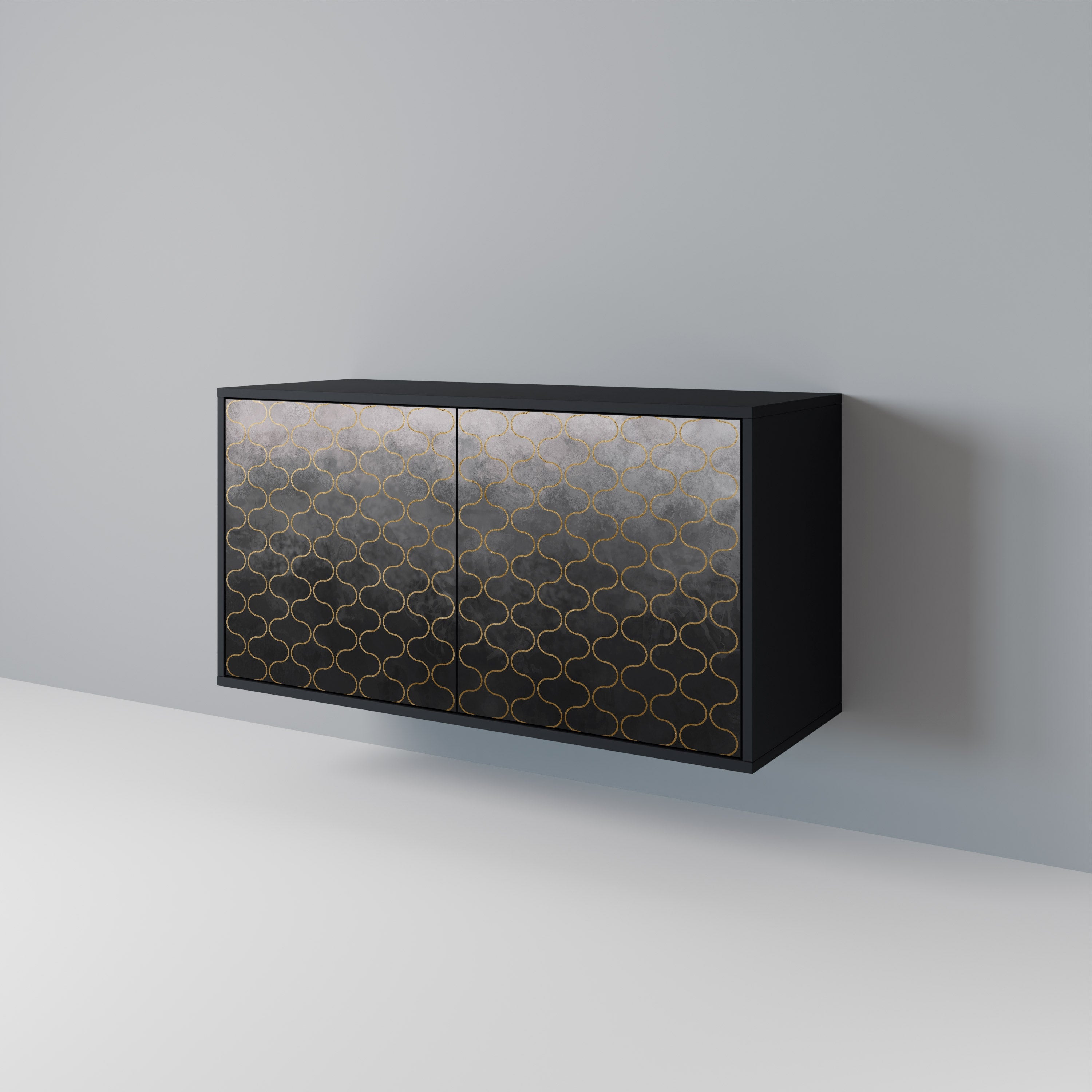 TESSELATED GRAYISH 2-Door Sideboard in Black Finish