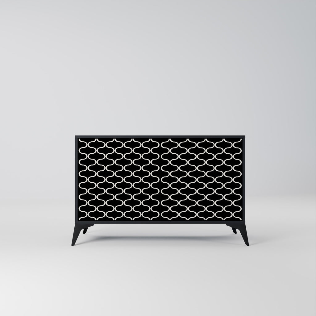 Buffet 2 portes TESSELATED BLACKNESS en finition noire