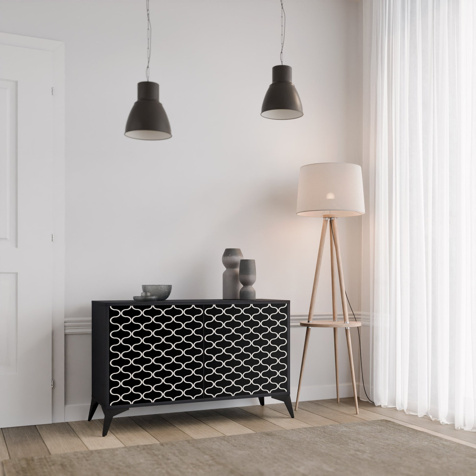 Buffet 2 portes TESSELATED BLACKNESS en finition noire