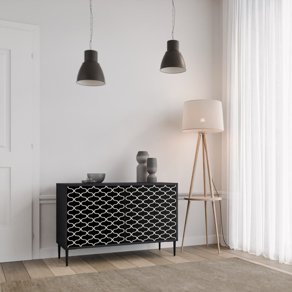 Buffet 2 portes TESSELATED BLACKNESS en finition noire