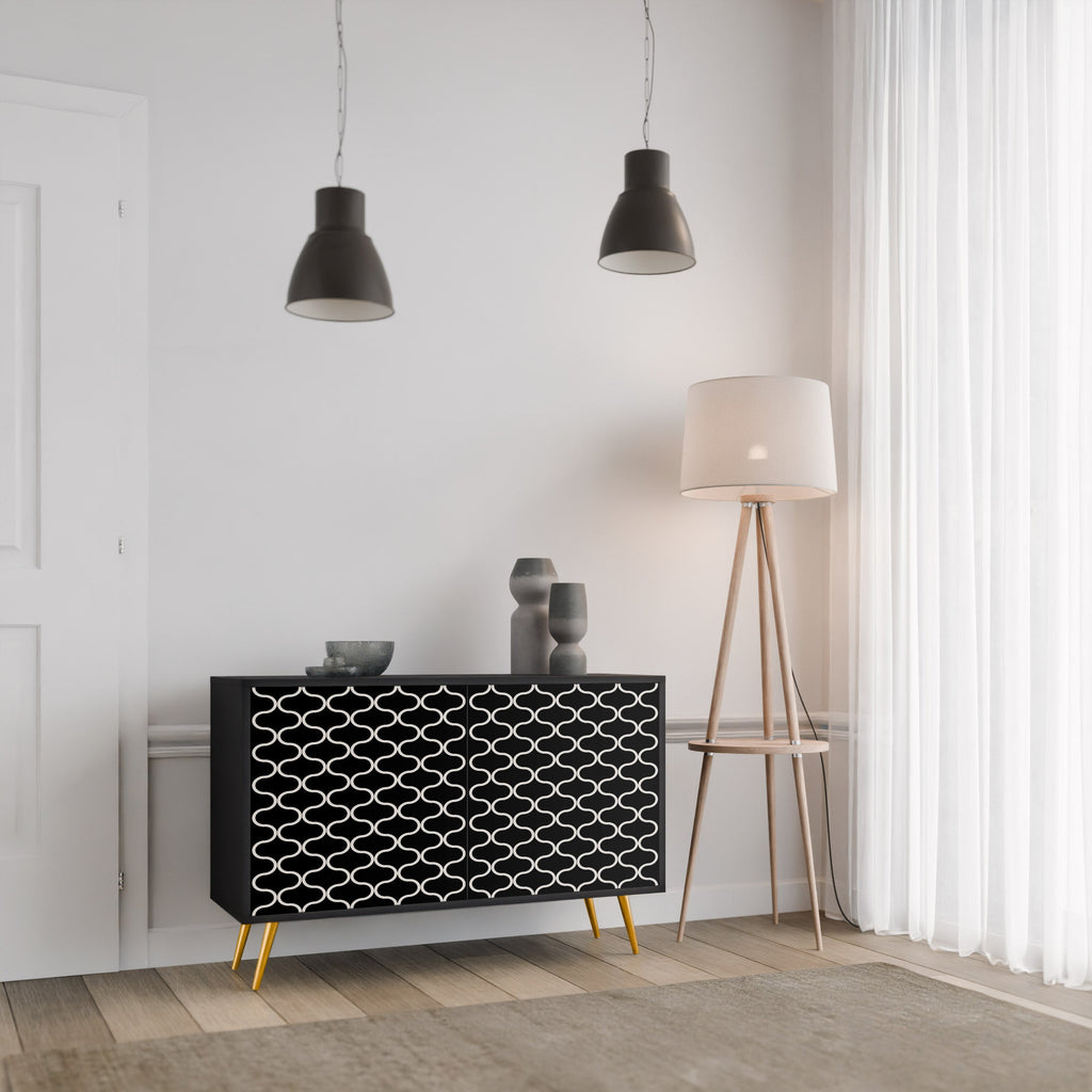 Buffet 2 portes TESSELATED BLACKNESS en finition noire