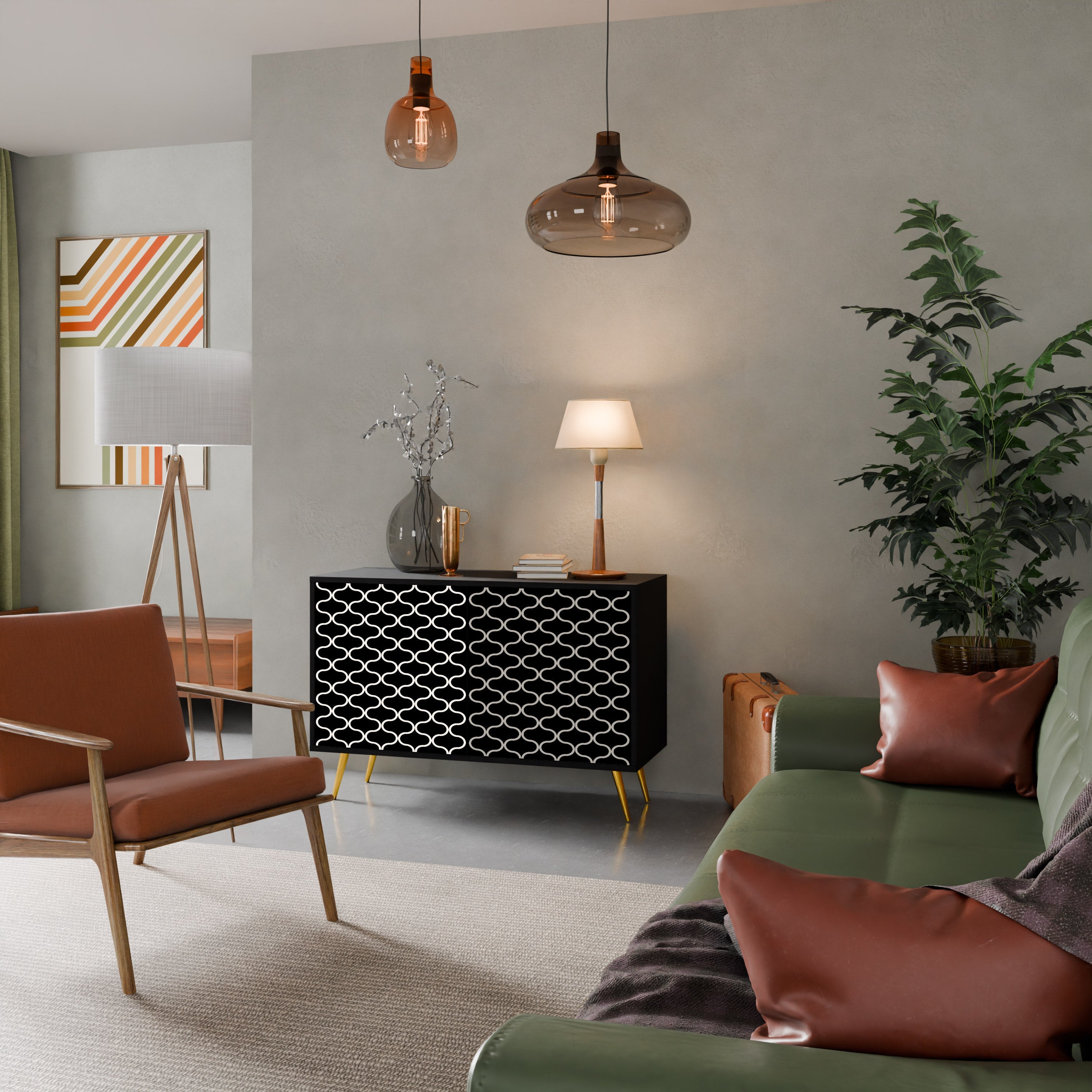 TESSELATED BLACKNESS 2-Door Sideboard in Black Finish