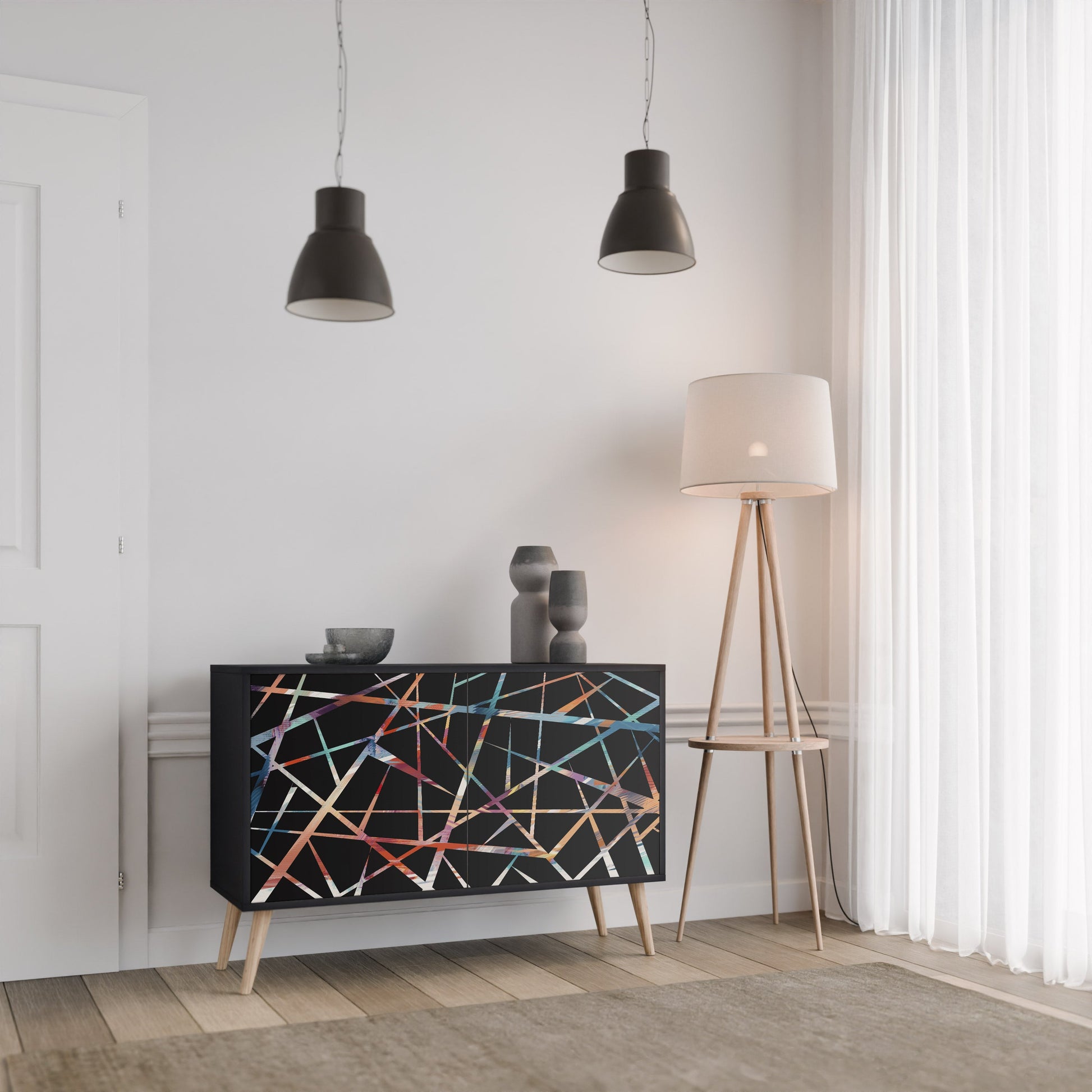 Buffet 2 portes POLYGON VERVE finition noire