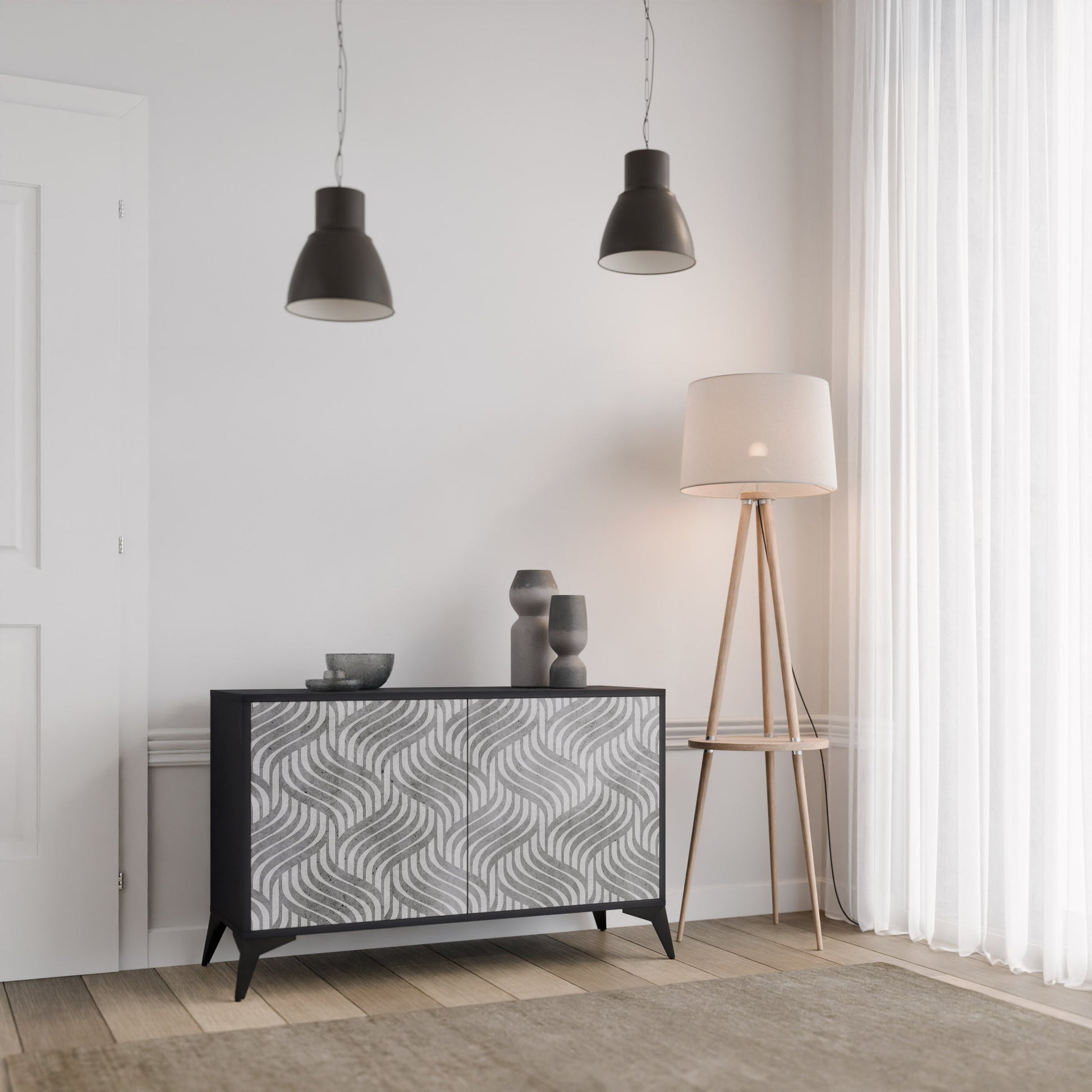 Buffet 2 portes CONCRETE MOVEMENT en finition noire