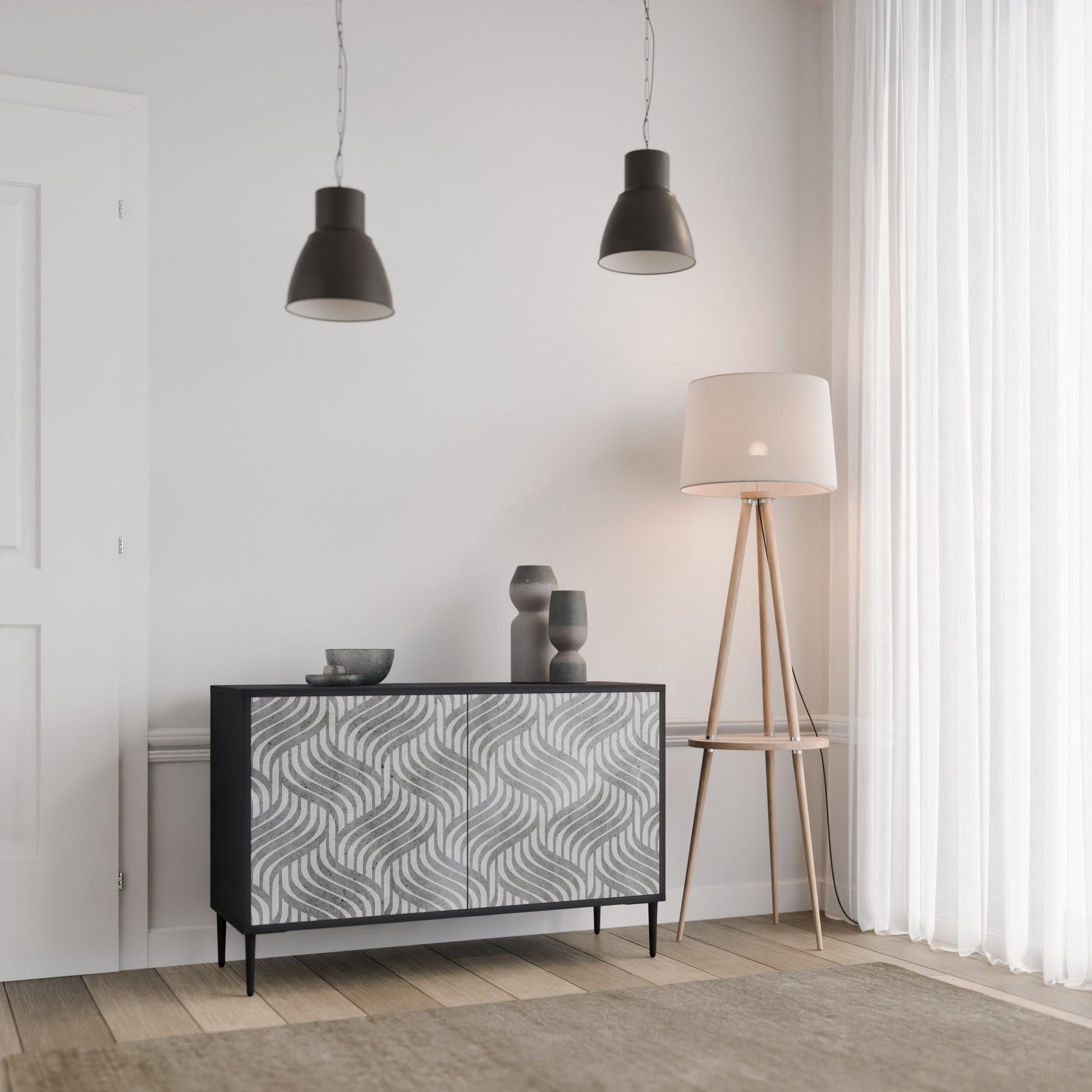 Buffet 2 portes CONCRETE MOVEMENT en finition noire