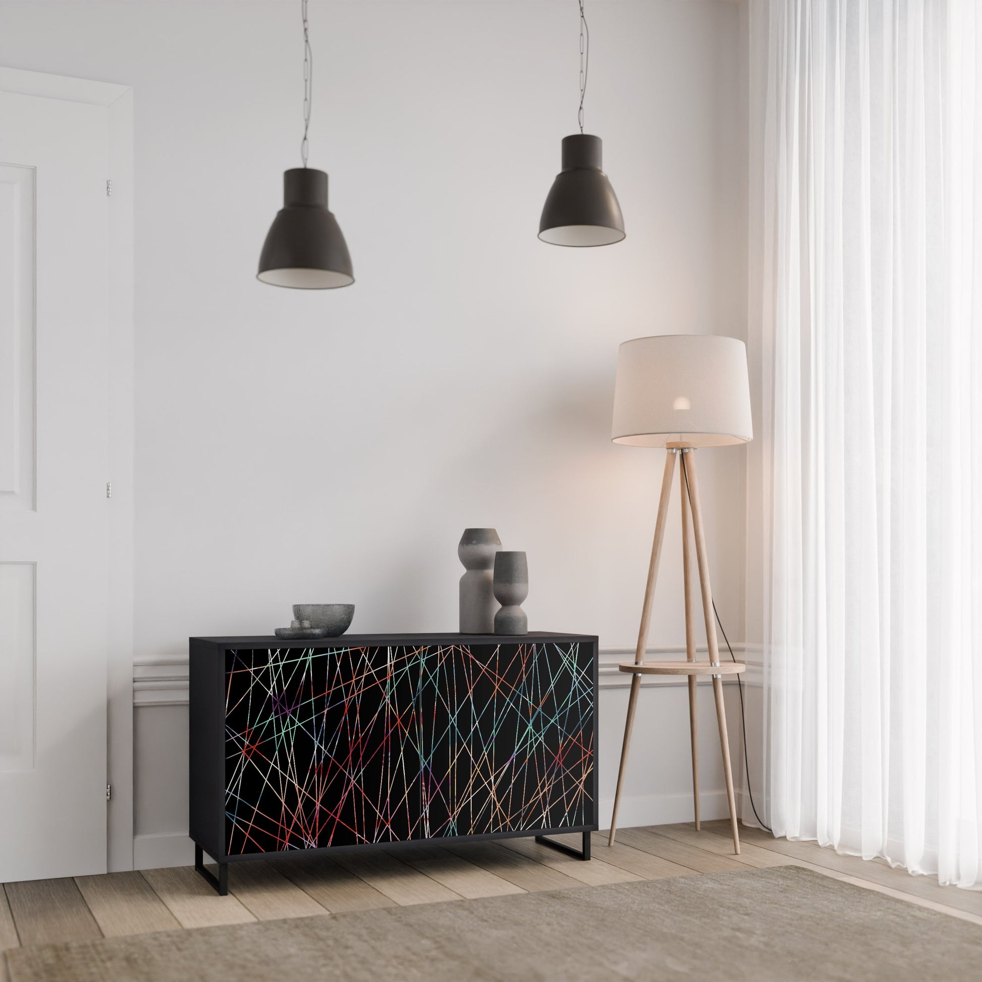 Buffet 2 portes LUMINOUS SNARE finition noire