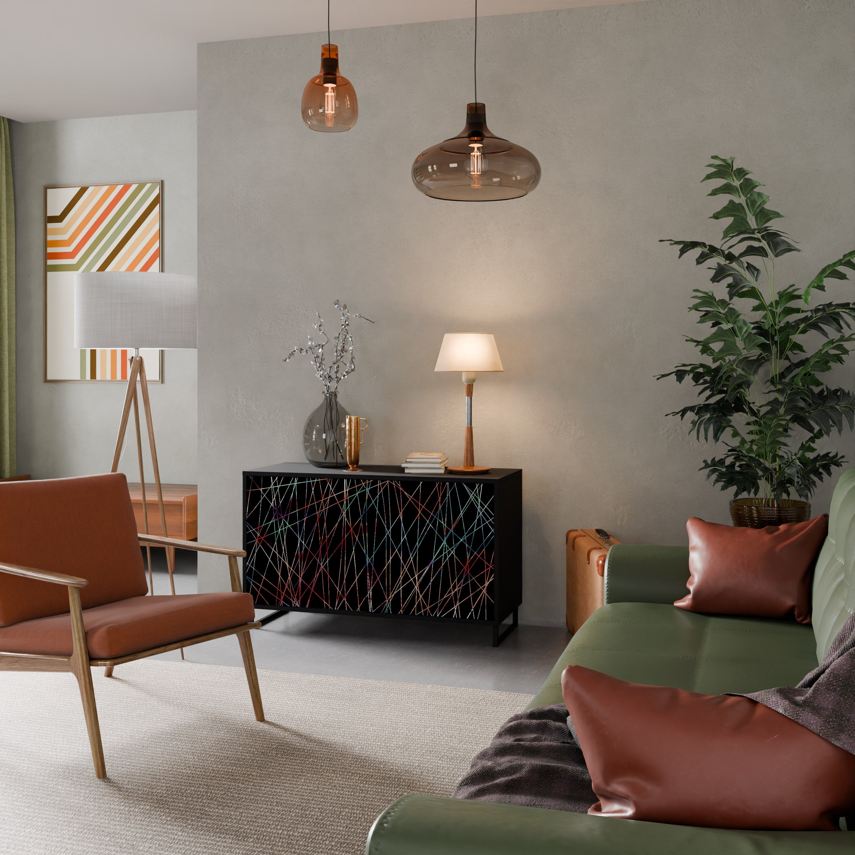 LUMINOUS SNARE 2-Door Sideboard in Black Finish