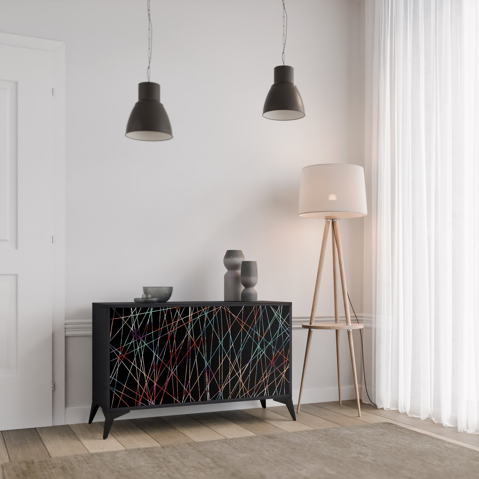 Buffet 2 portes LUMINOUS SNARE finition noire
