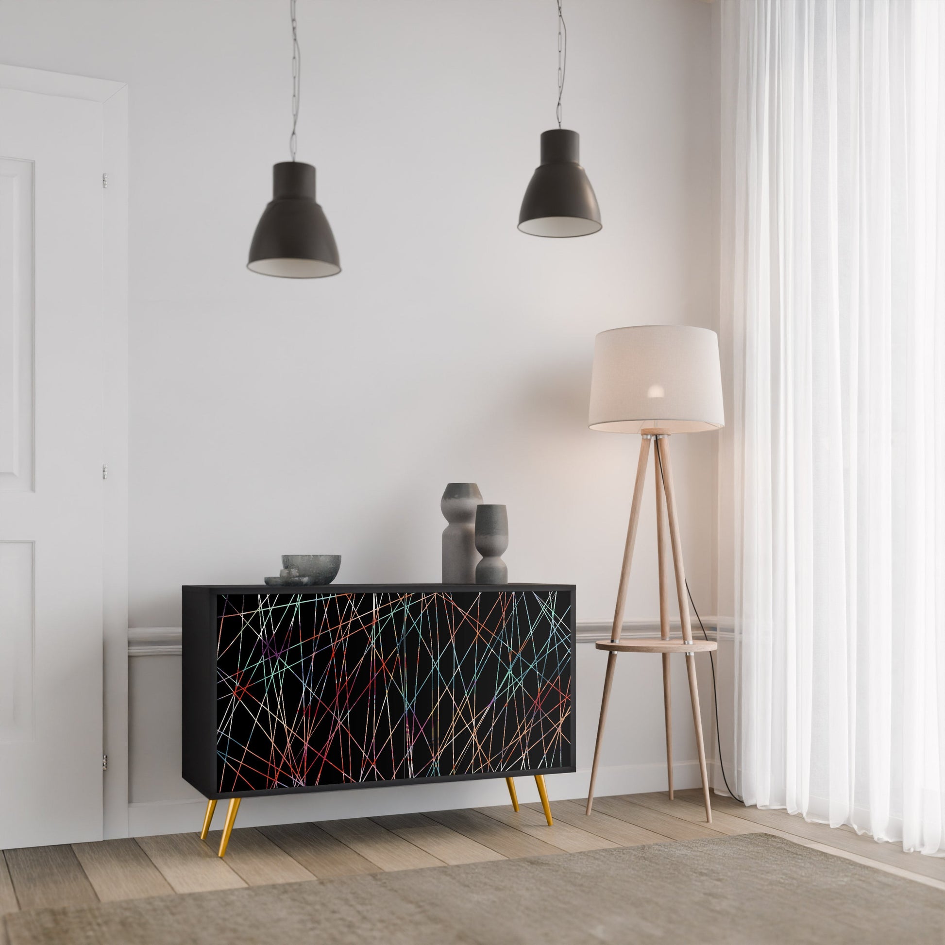 Buffet 2 portes LUMINOUS SNARE finition noire