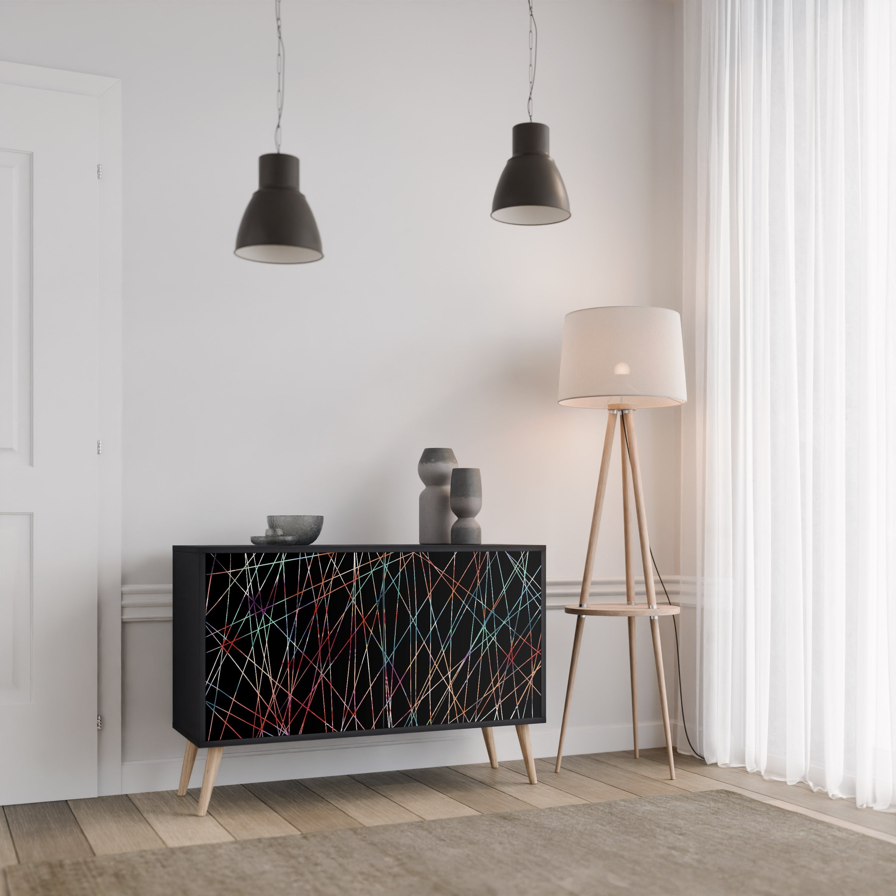 LUMINOUS SNARE 2-Door Sideboard in Black Finish