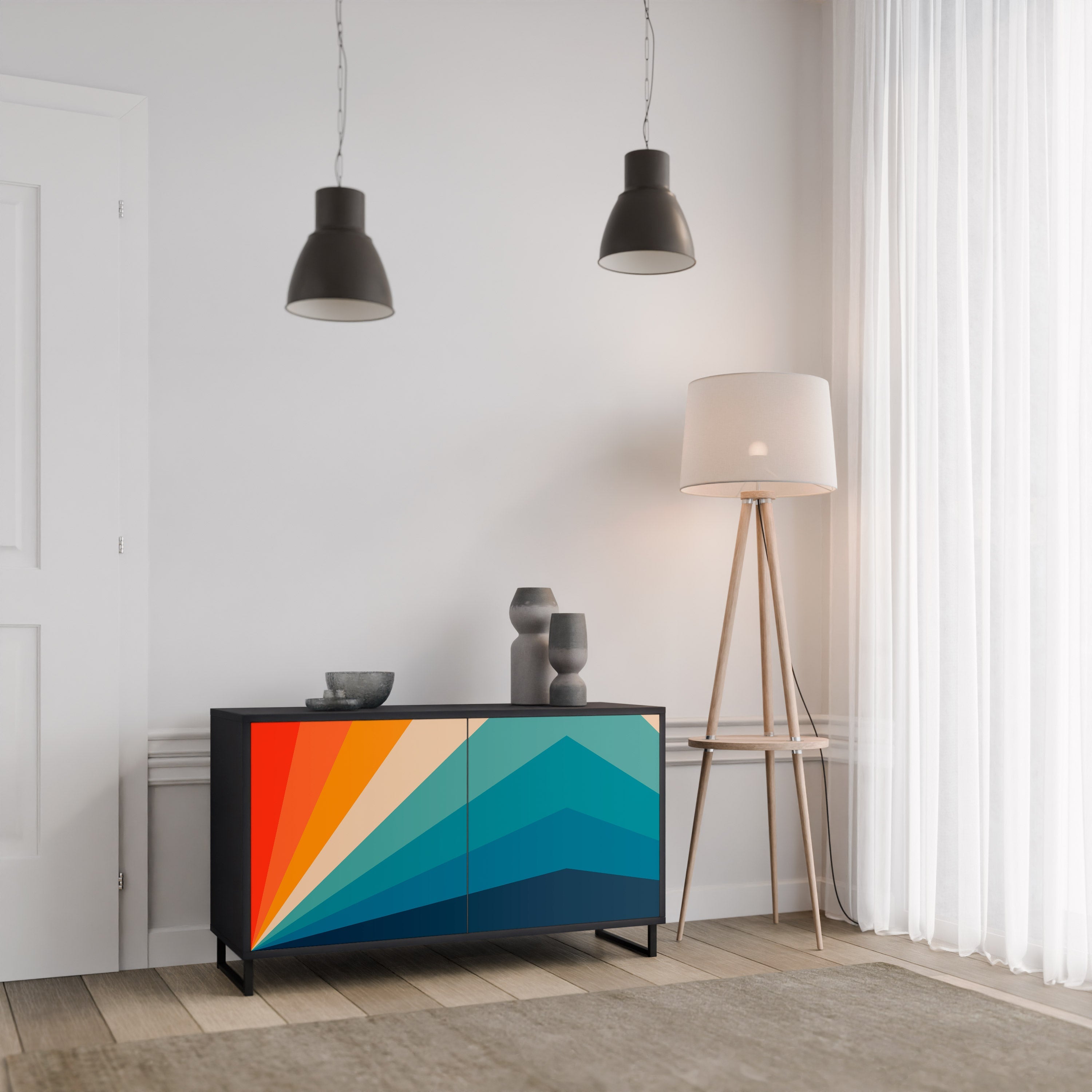 PRISM CONCUSSION 2-Door Sideboard in Black Finish