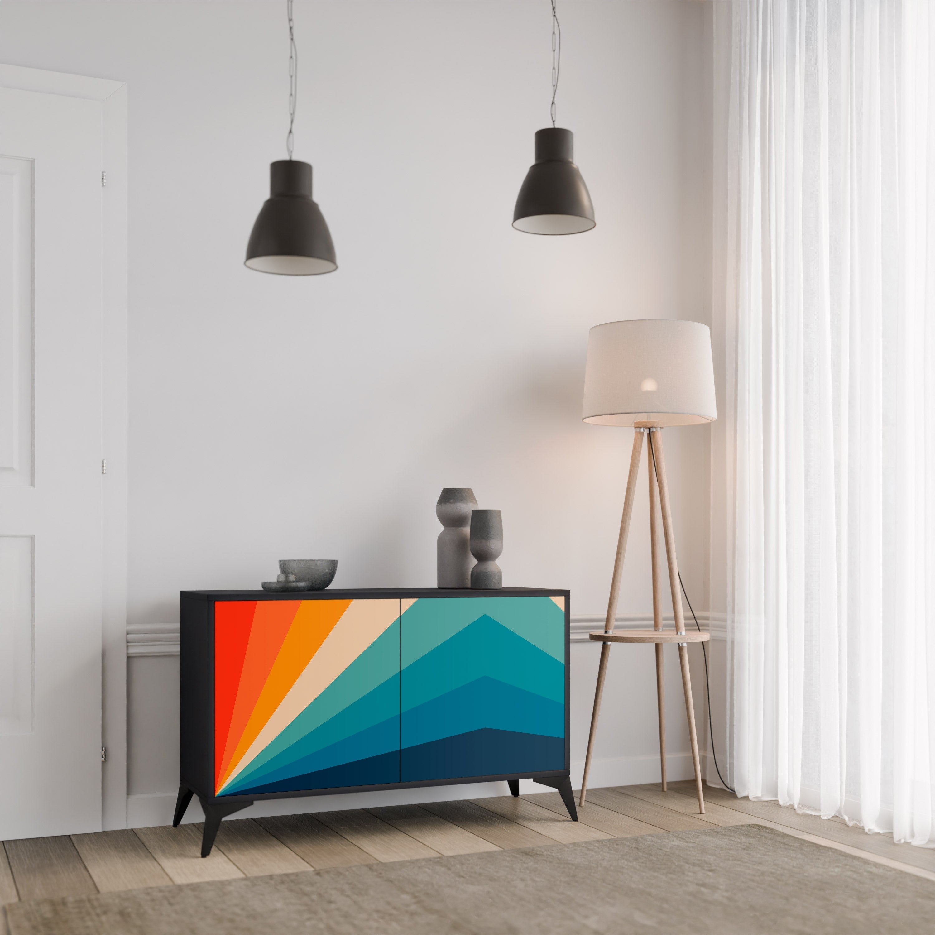 PRISM CONCUSSION 2-Door Sideboard in Black Finish