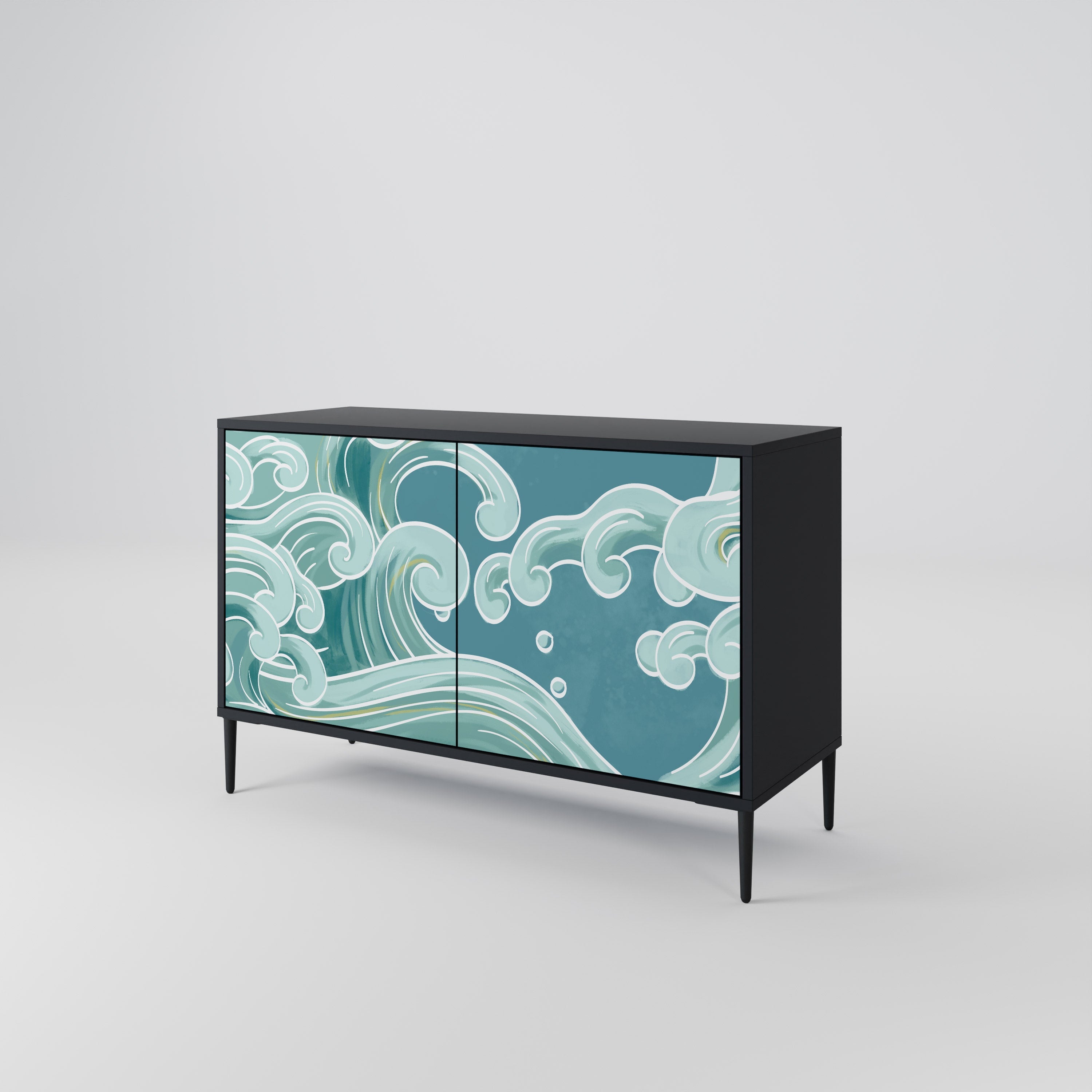 ASIAN SWAY 2-Door Sideboard in Black Finish