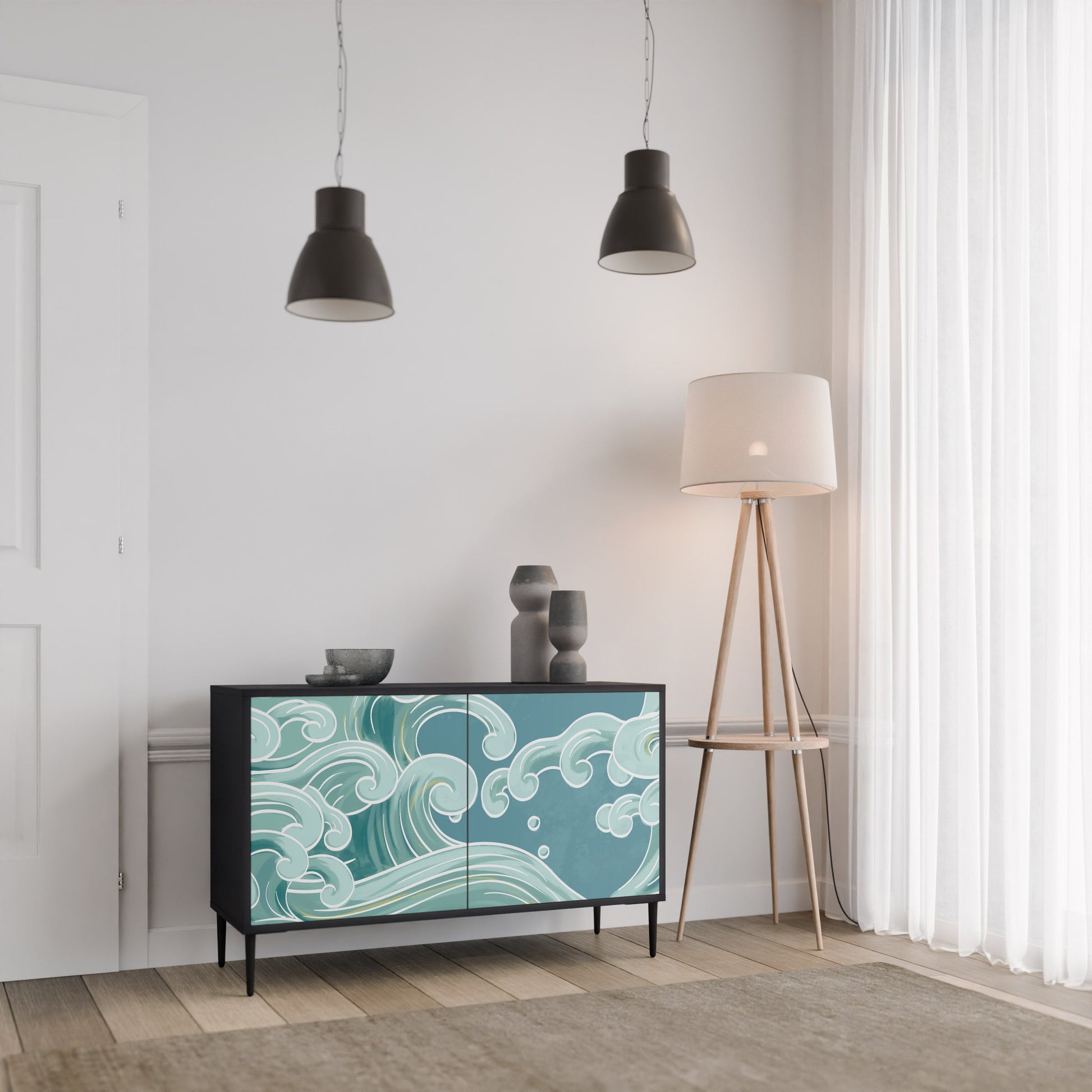 Buffet 2 portes ASIAN SWAY finition noire