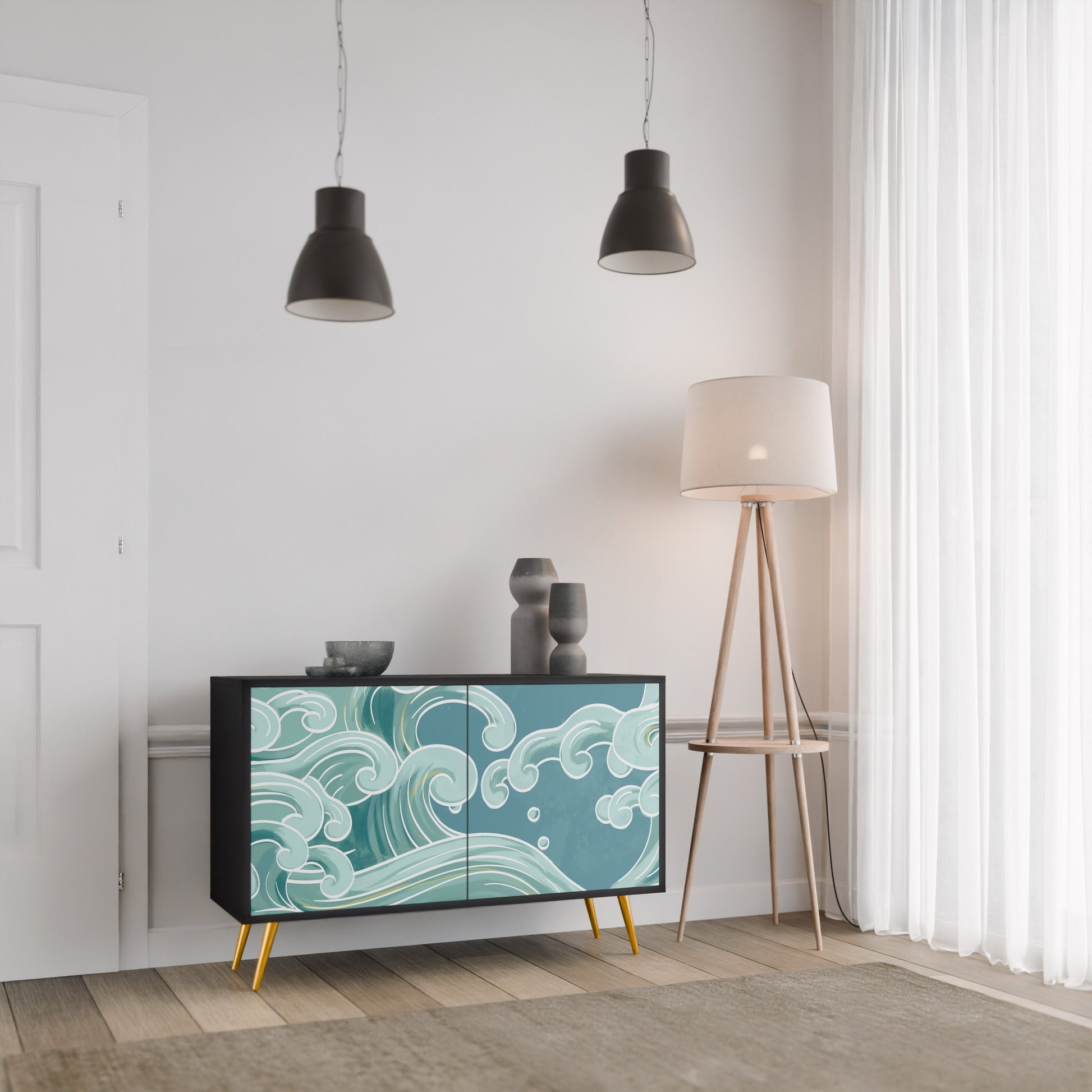 Buffet 2 portes ASIAN SWAY finition noire