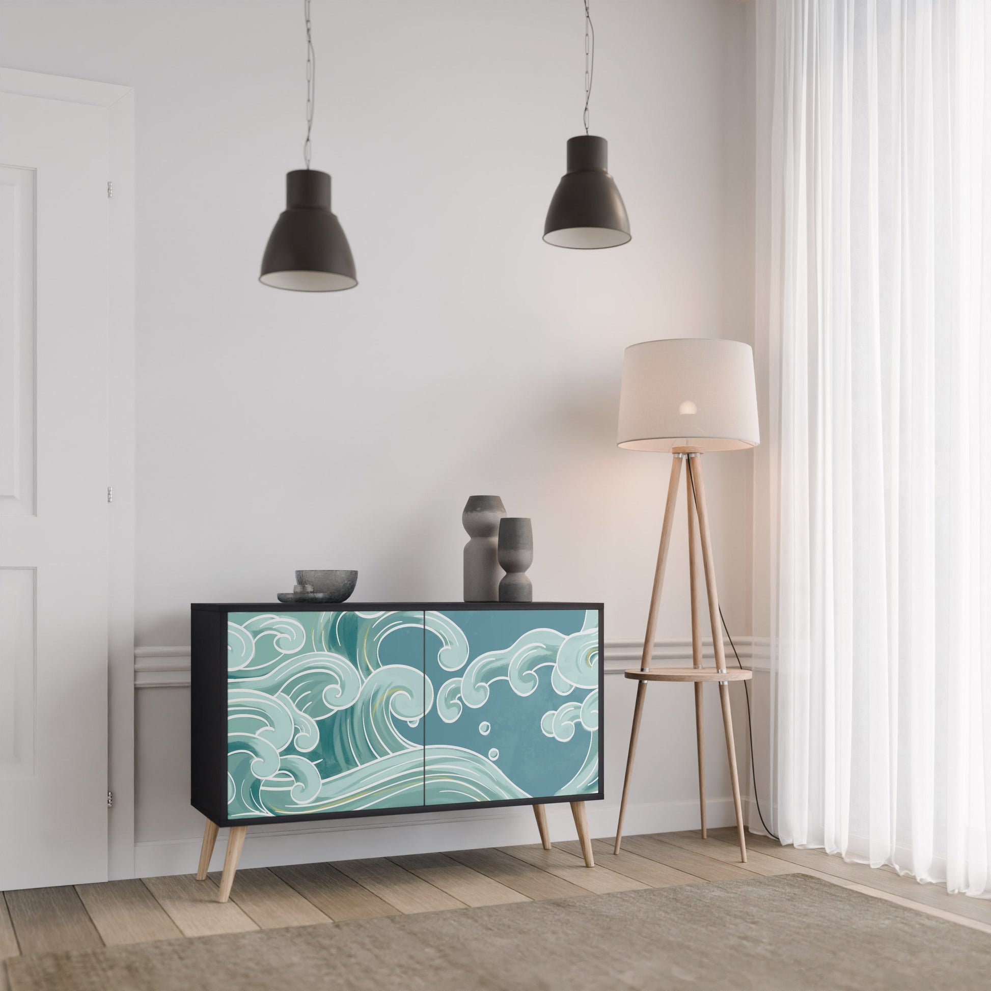Buffet 2 portes ASIAN SWAY finition noire