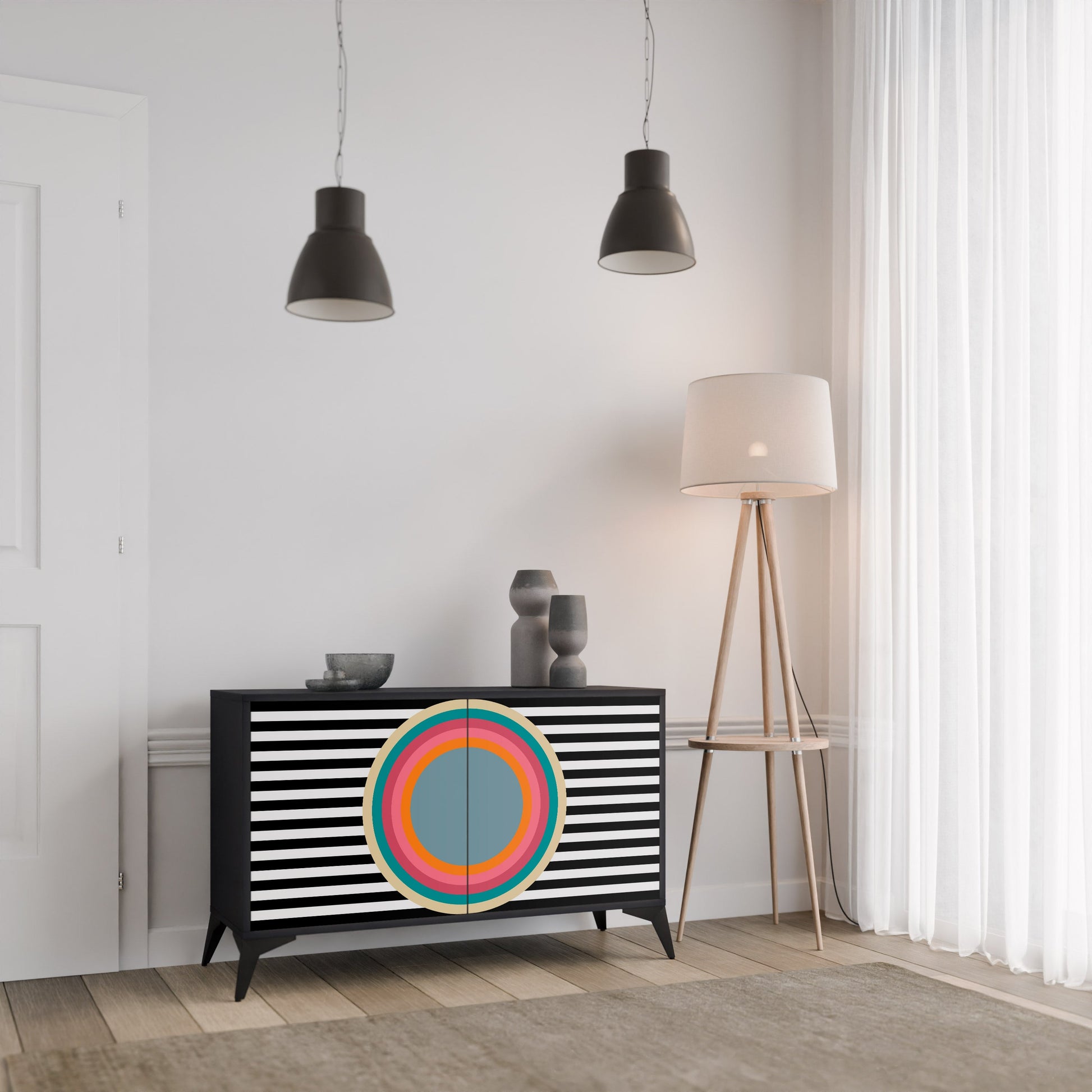 Buffet 2 portes SPECTRA SHOWCASE en finition noire