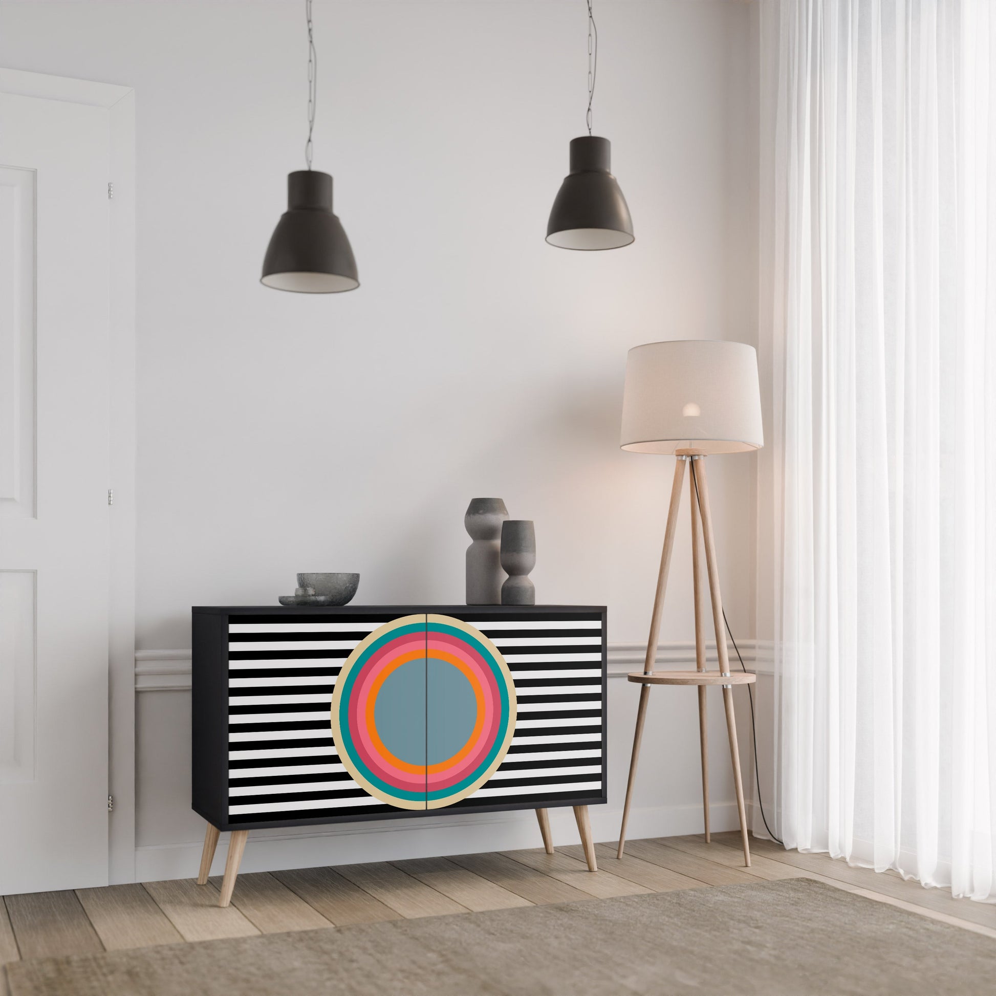 Buffet 2 portes SPECTRA SHOWCASE en finition noire