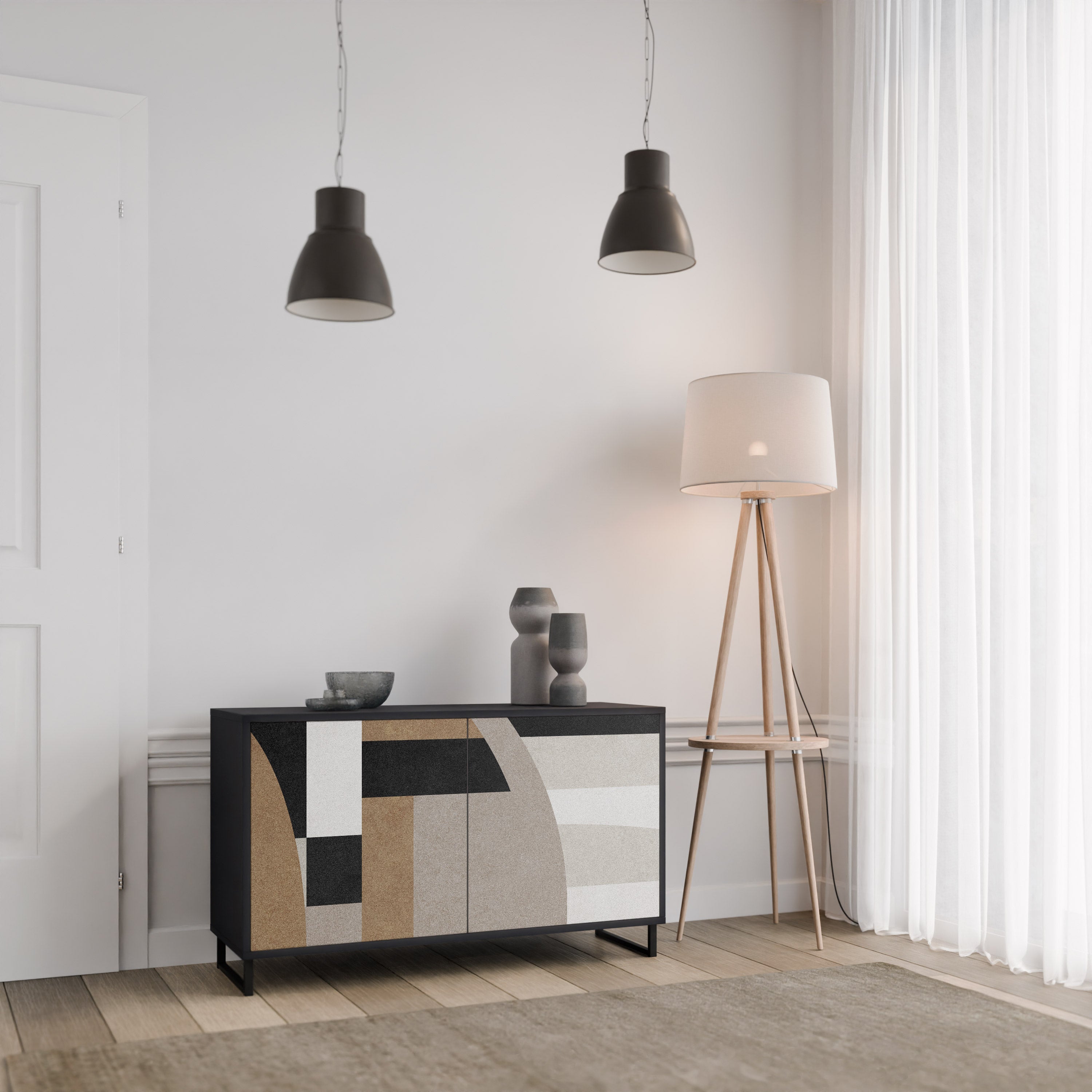 DELICATE MEMENTO 2-Door Sideboard in Black Finish