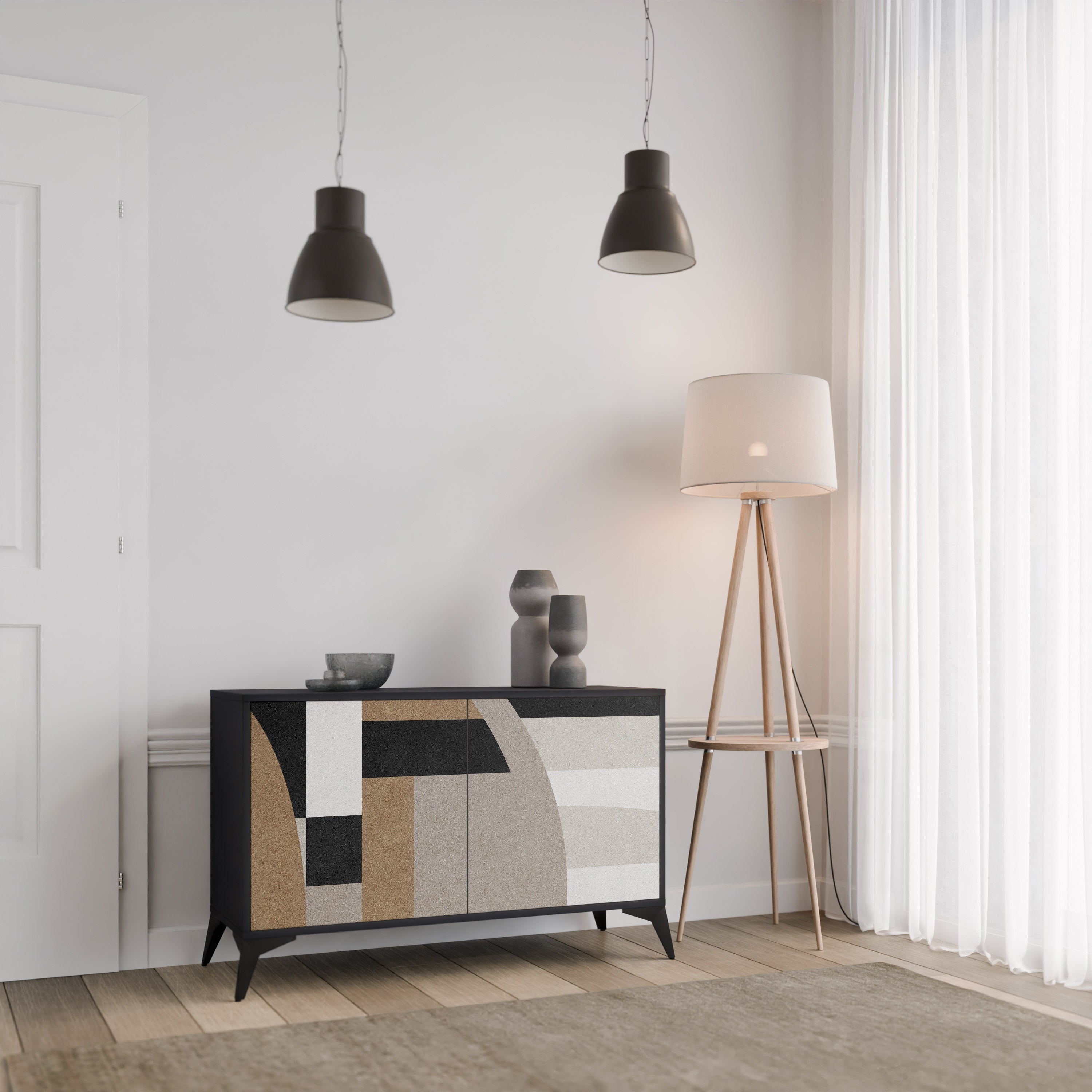 DELICATE MEMENTO 2-Door Sideboard in Black Finish