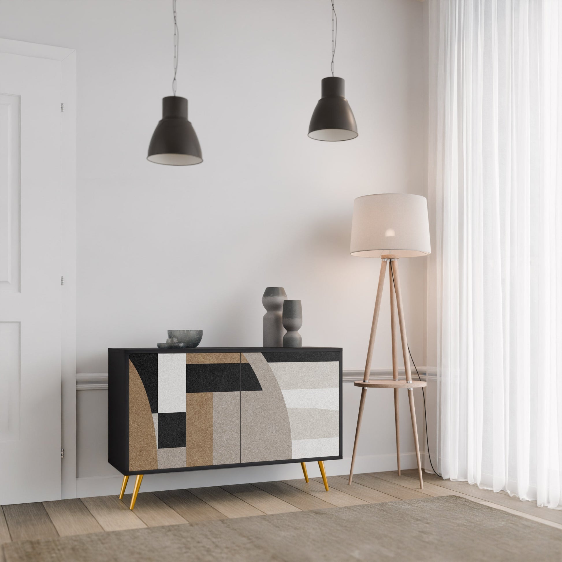 Buffet 2 portes DELICATE MEMENTO finition noire