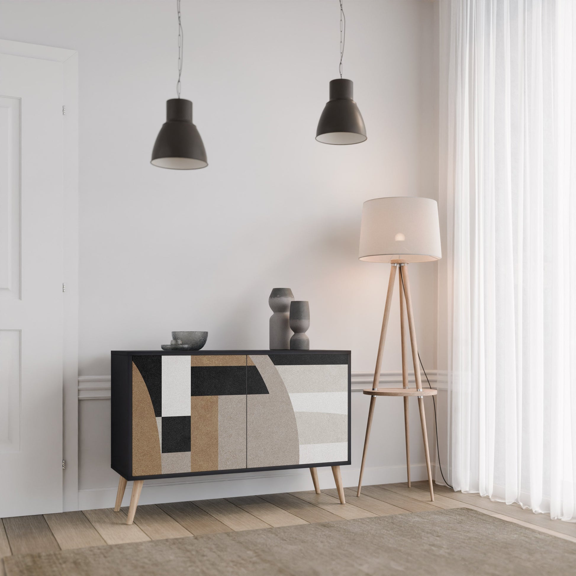Buffet 2 portes DELICATE MEMENTO finition noire