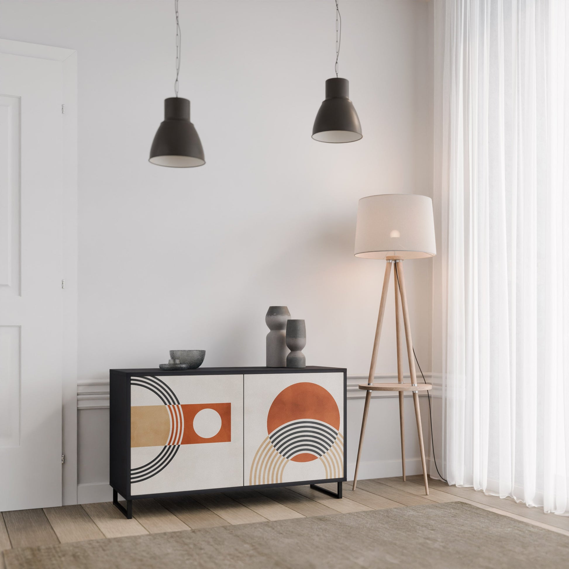 Buffet 2 portes SPACE AROUND en finition noire