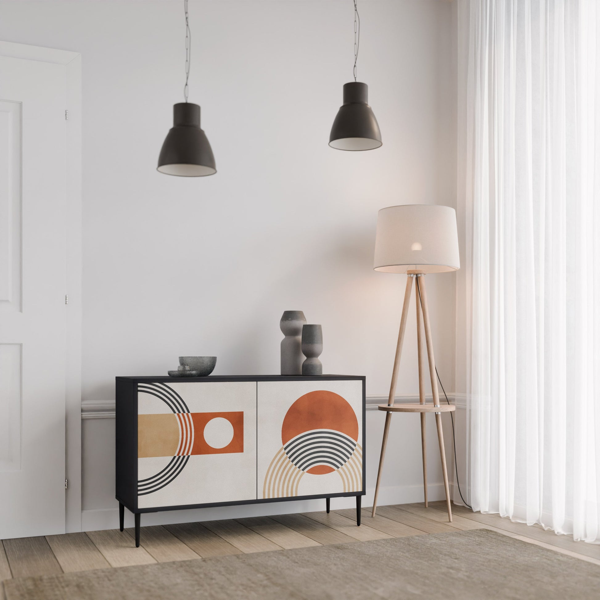 Buffet 2 portes SPACE AROUND en finition noire