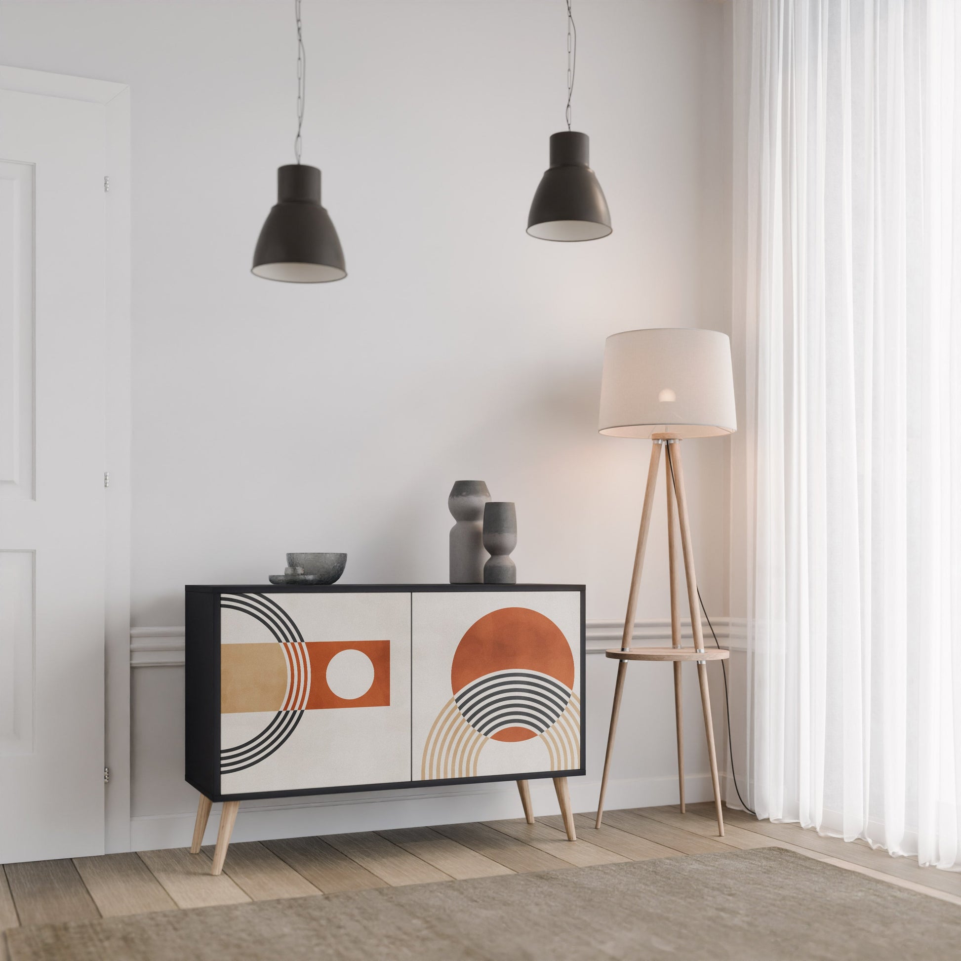 Buffet 2 portes SPACE AROUND en finition noire