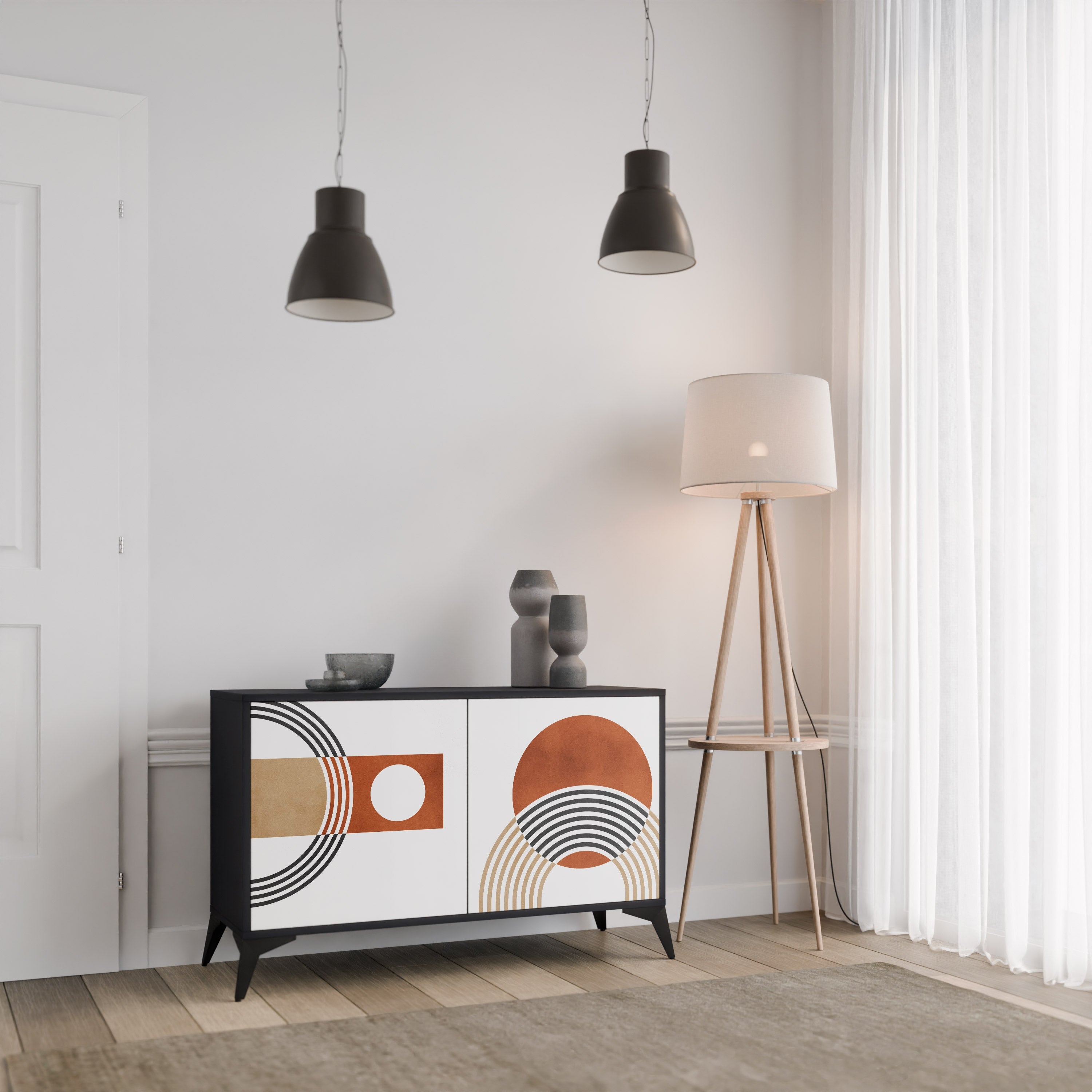 CIRCLE RHYTM 2-Door Sideboard in Black Finish