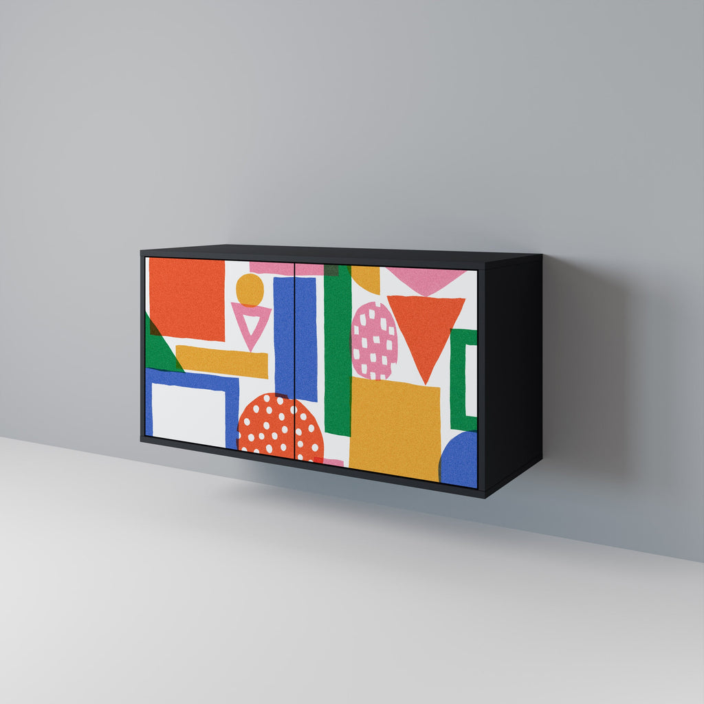 Buffet 2 portes GEOMETRIC GLIMMER en finition noire