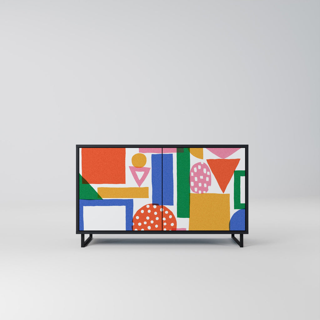 Buffet 2 portes GEOMETRIC GLIMMER en finition noire
